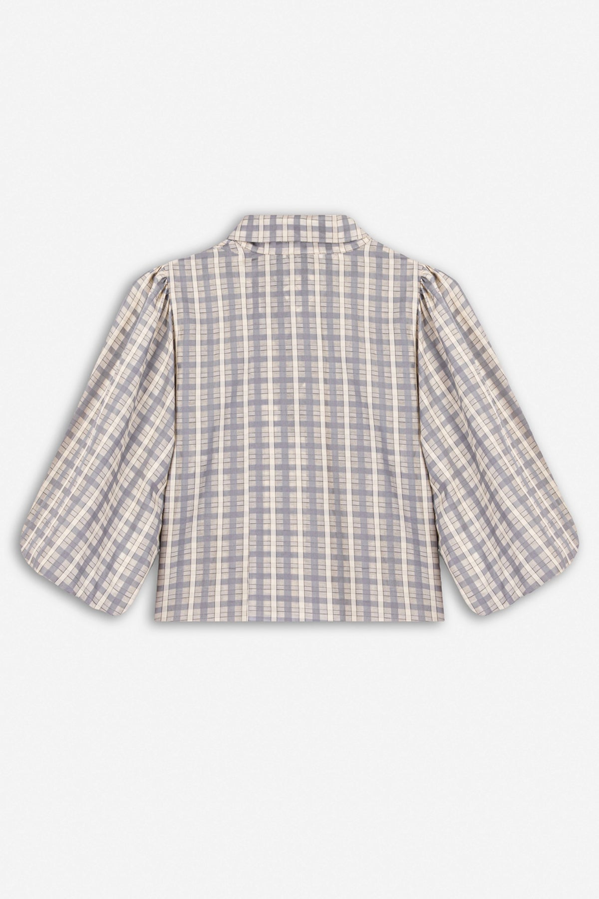 Checked Tie Neck Cropped Shirt