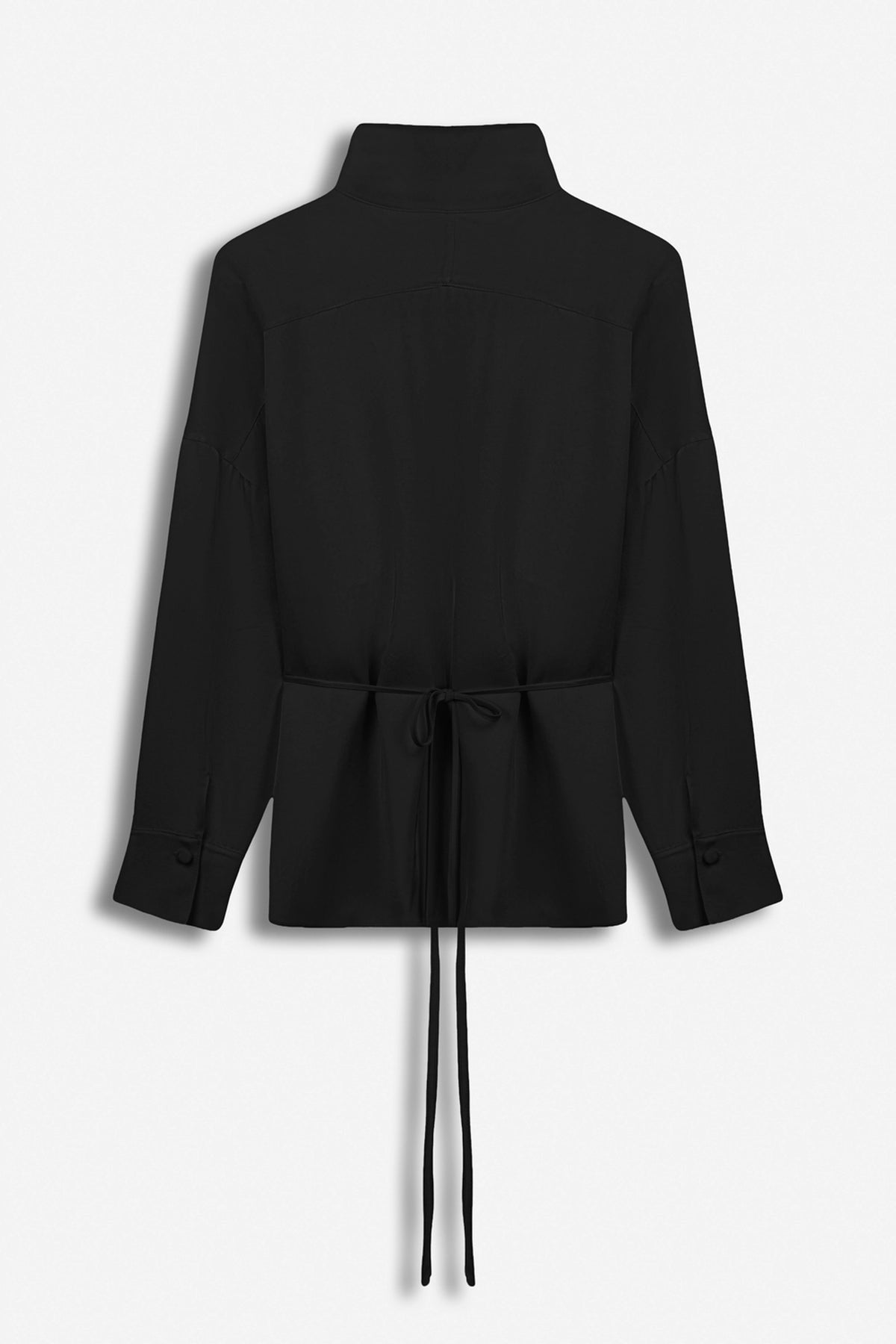 Tie Detail Stand Collar Shirt