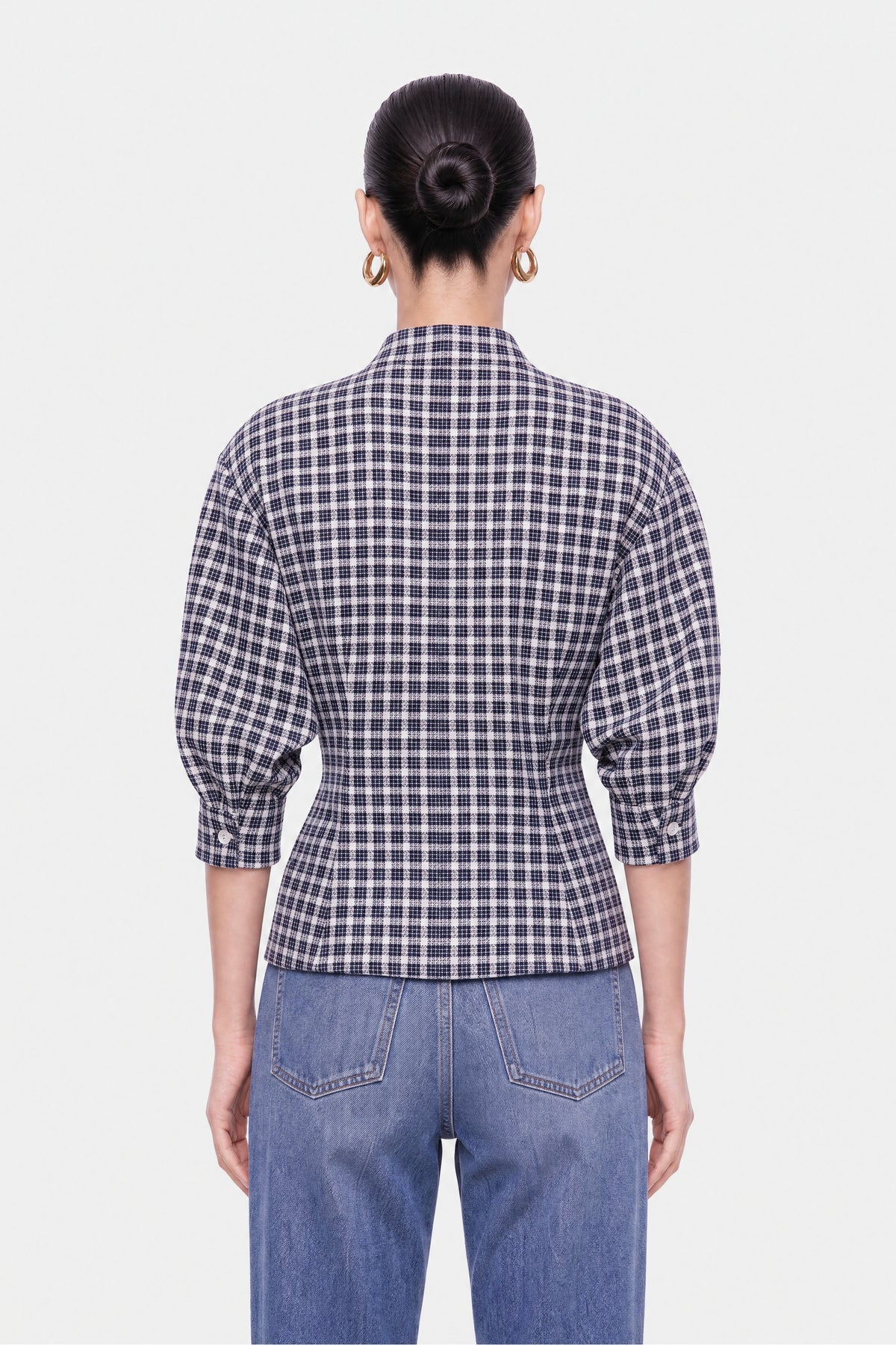 Balloon Sleeve Checked Shirt