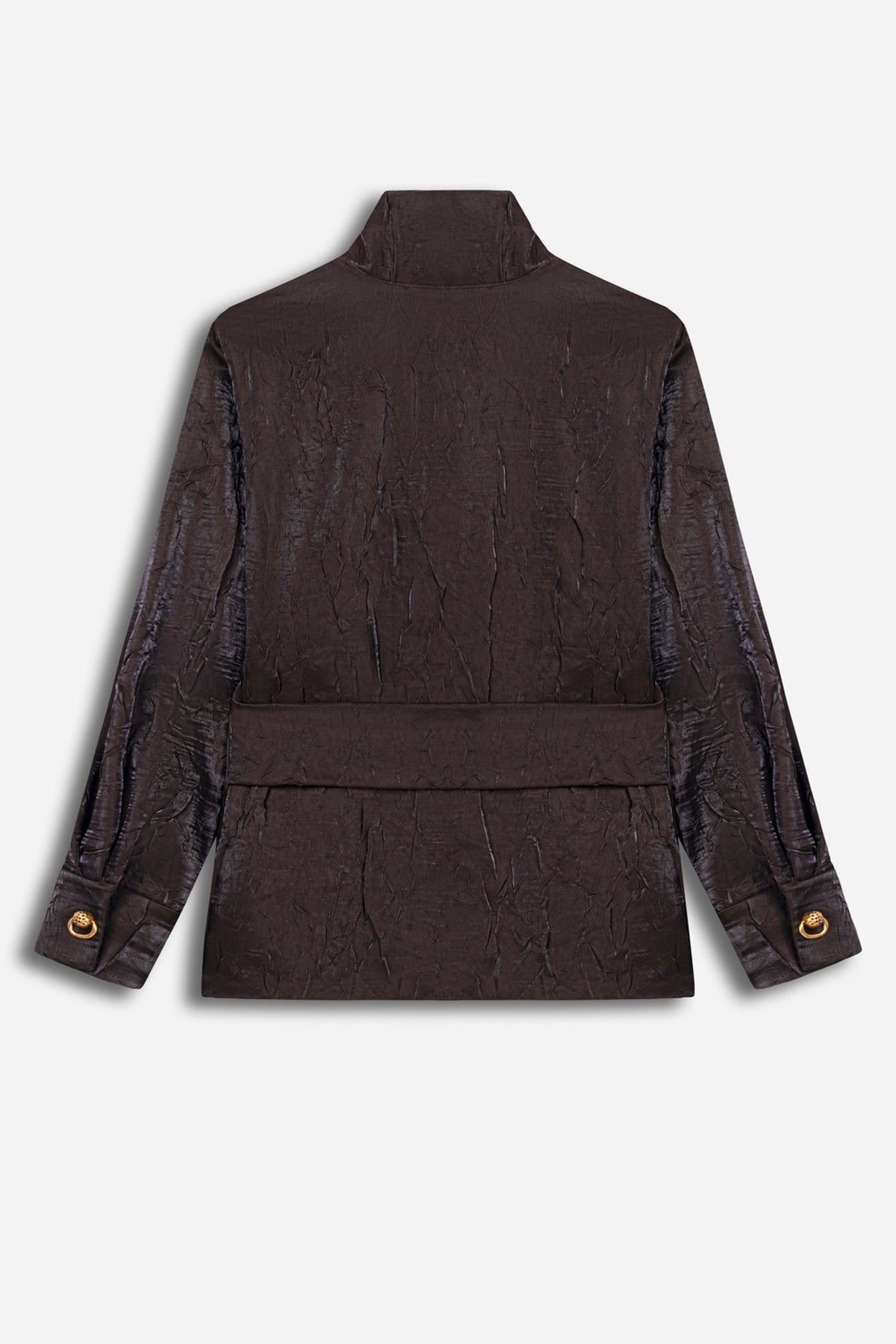 Crinkle Effect Stand Collar Shirt