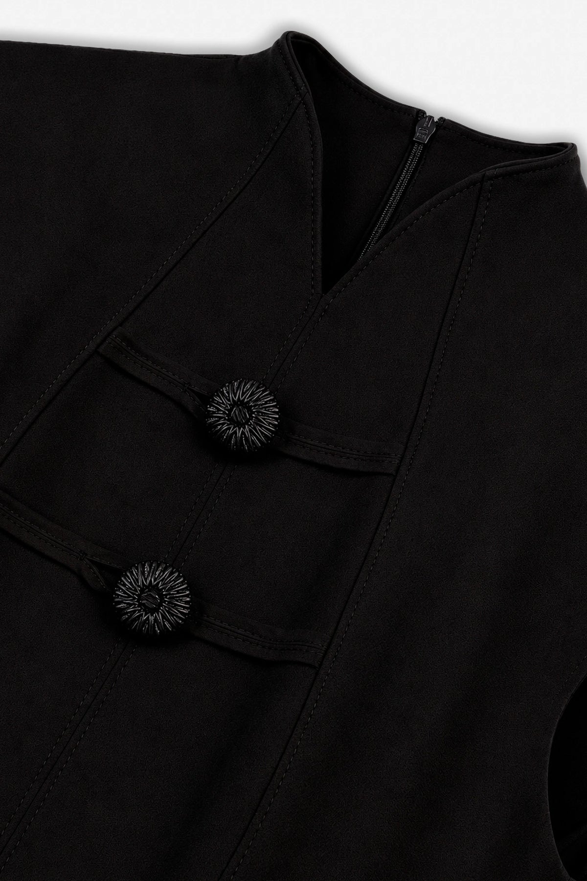 Padded Shoulder Button Detail Maxi Dress