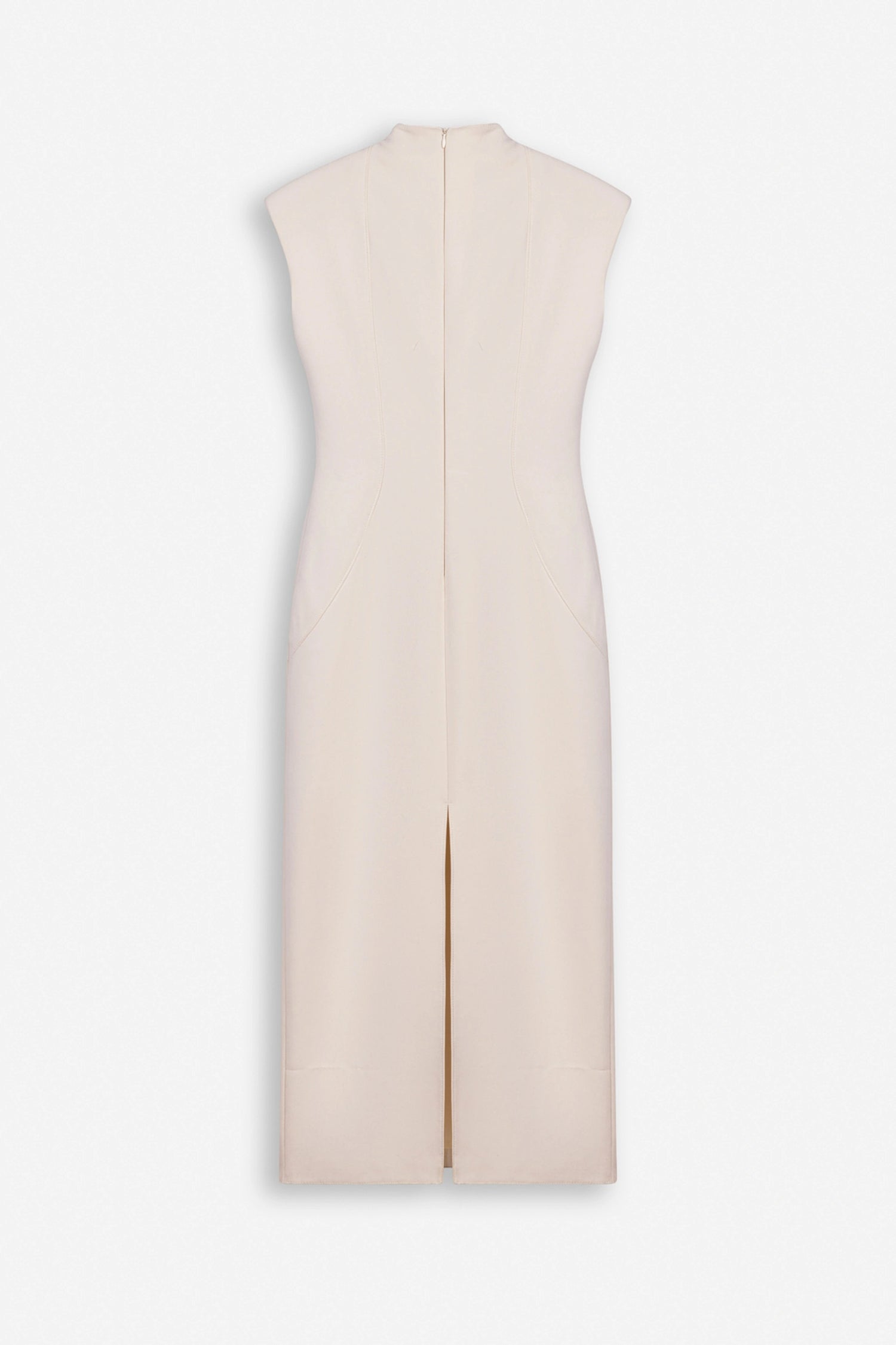 Padded Shoulder Button Detail Maxi Dress
