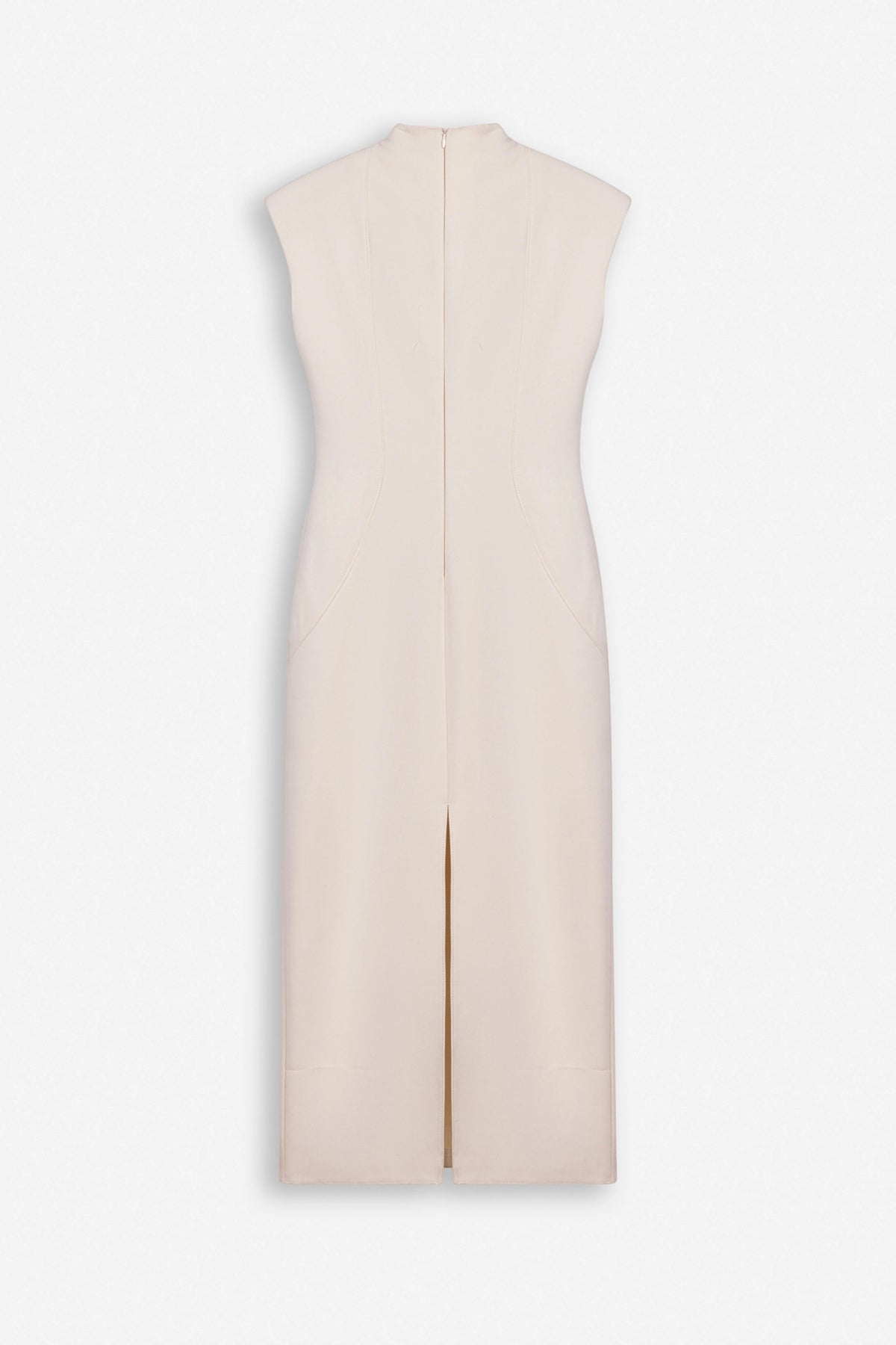 Padded Shoulder Button Detail Maxi Dress