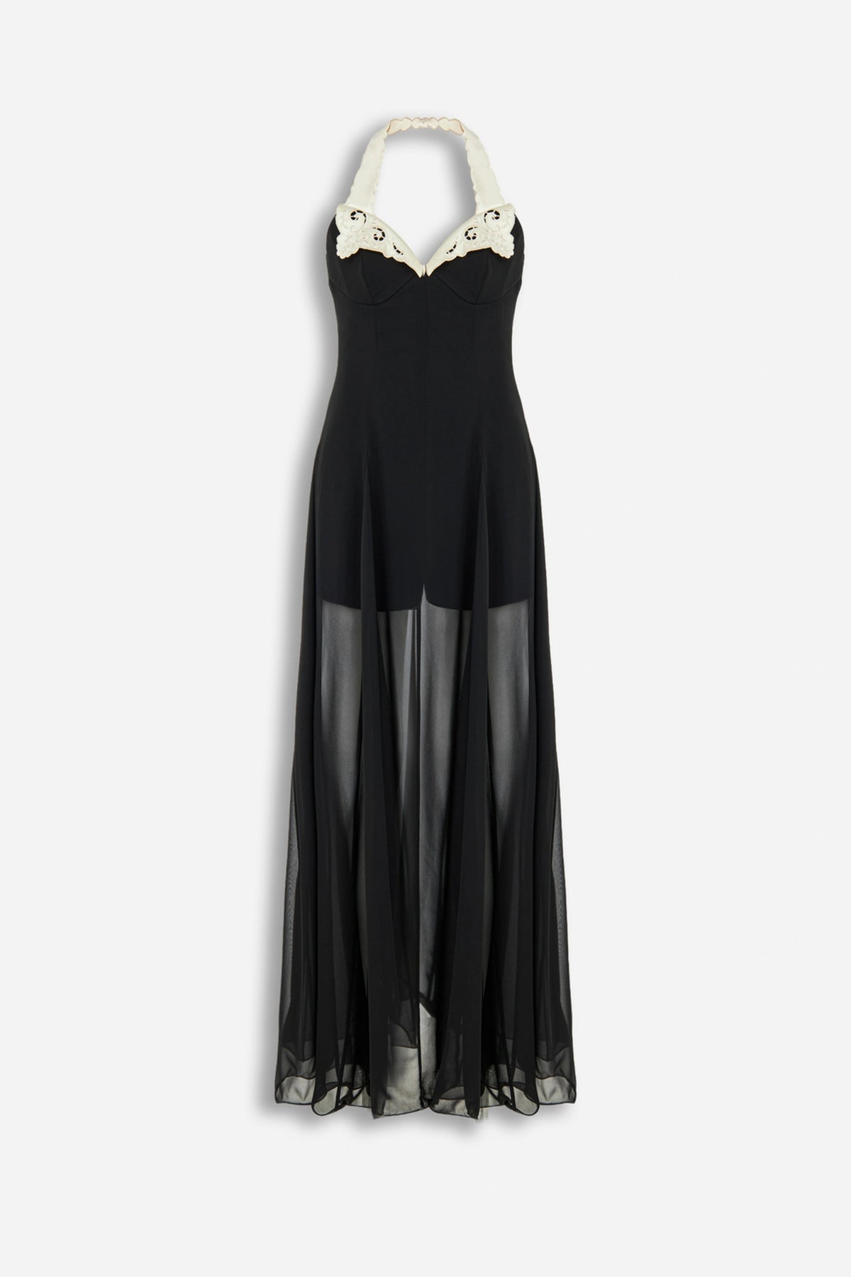 Embroidery Detail Tulle Maxi Dress