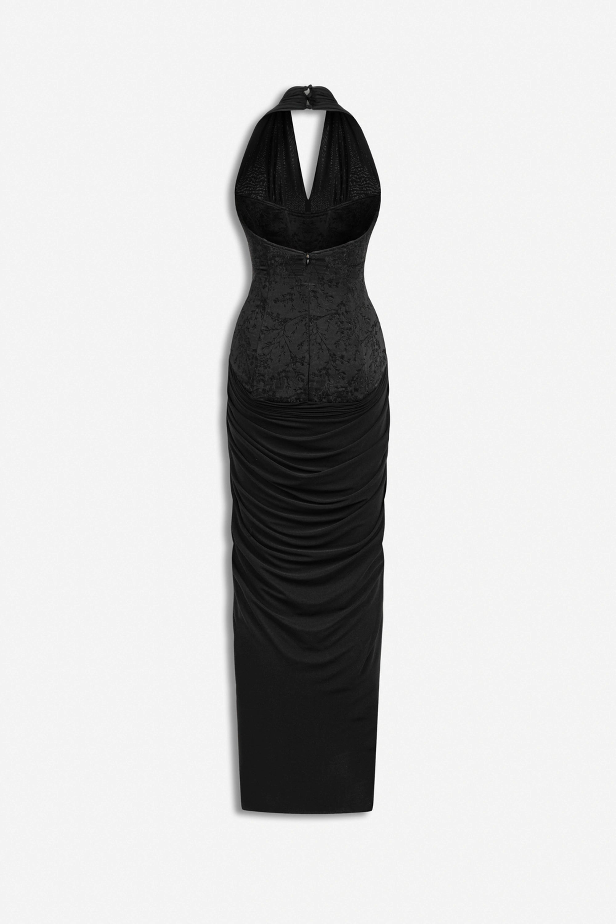 Jacquard Halter Neck Maxi Dress