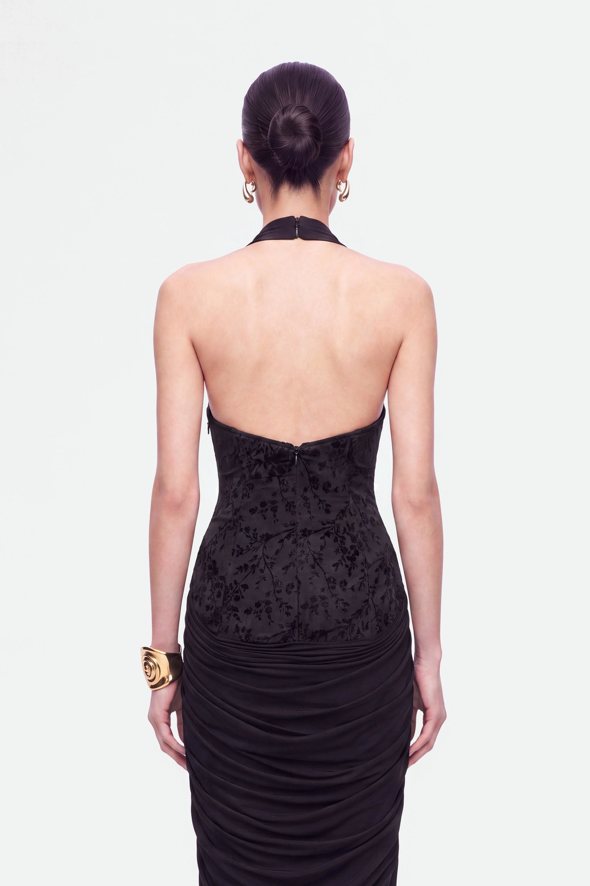 Jacquard Halter Neck Maxi Dress