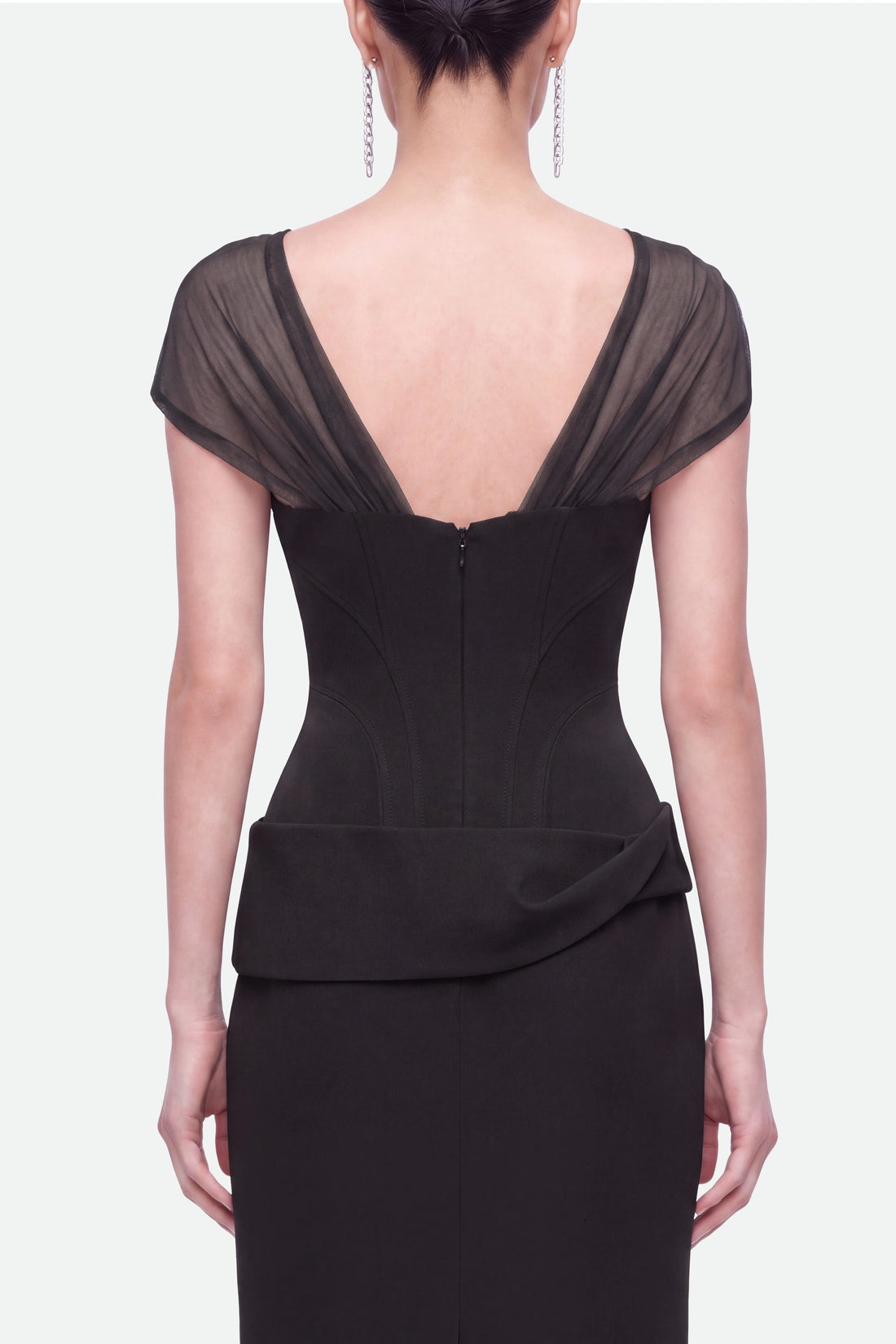 Boned Sweetheart Peplum Midi Dress
