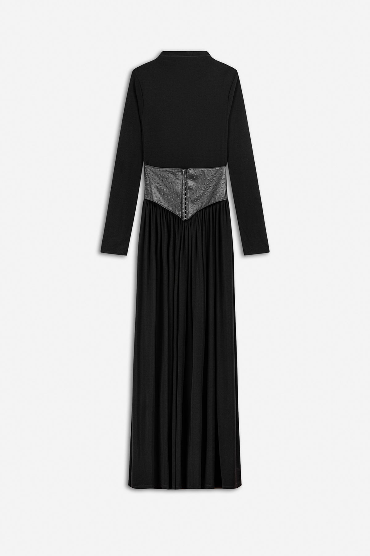 Leather Corset Detail Maxi Dress