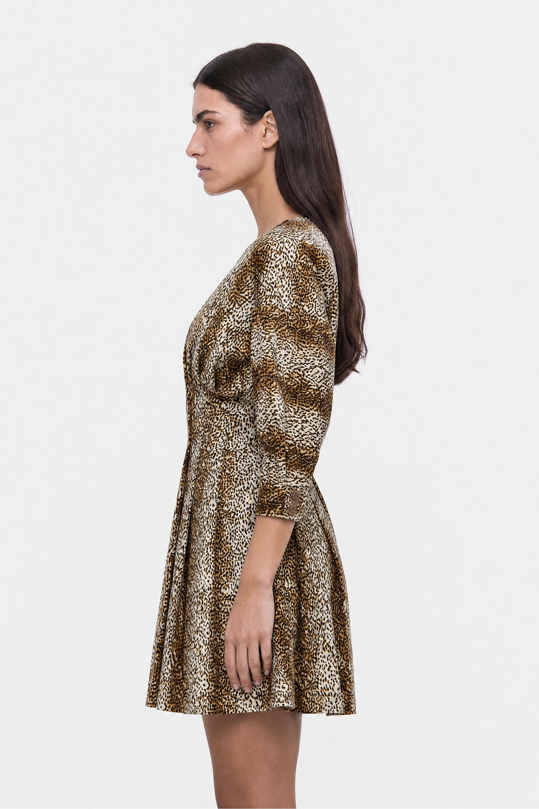 Leopard Print Pleated Mini Dress
