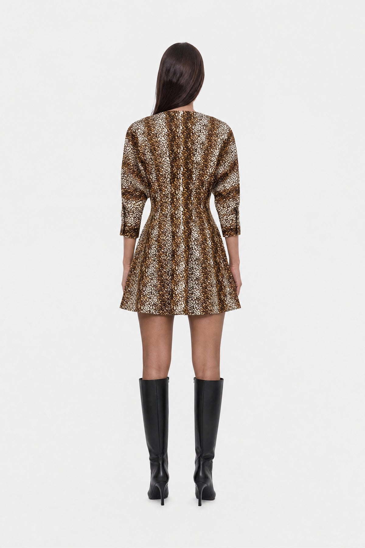 Leopard Print Pleated Mini Dress