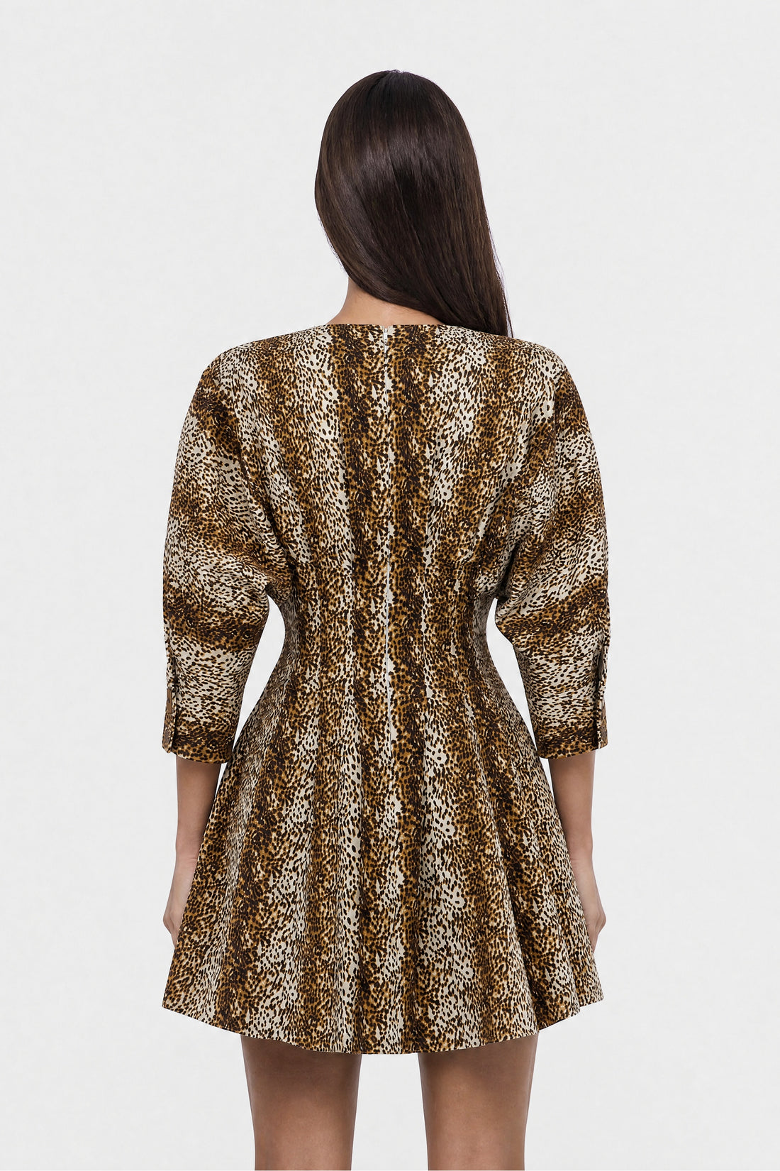 Leopard Print Pleated Mini Dress
