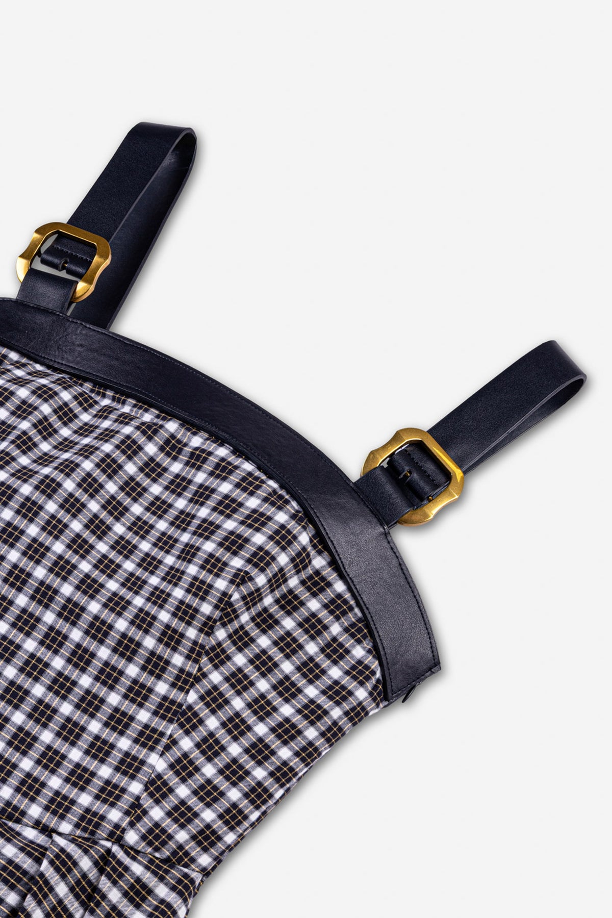 Buckle Strap Checked Midi Dress