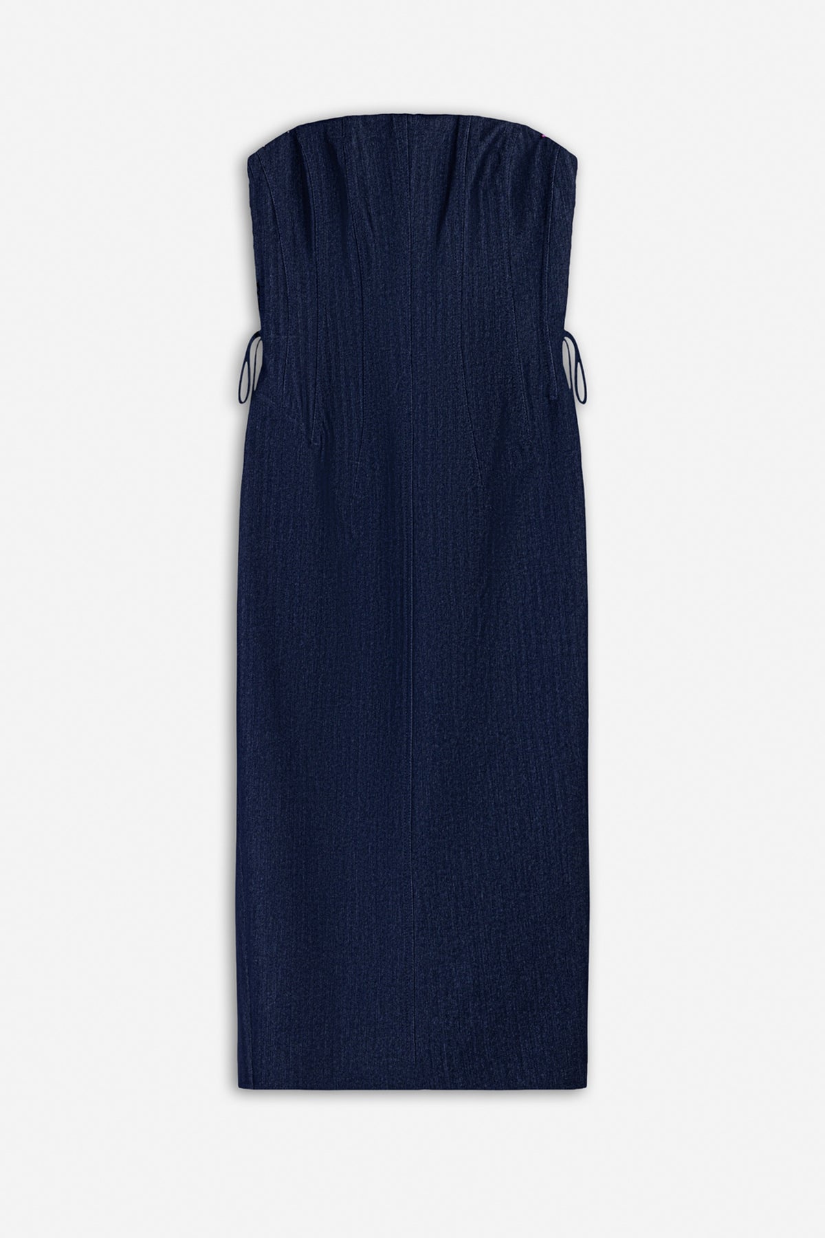 Strapless Lace-Up Midi Dress