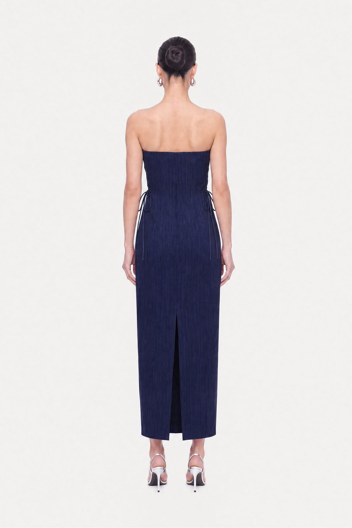 Strapless Lace-Up Midi Dress