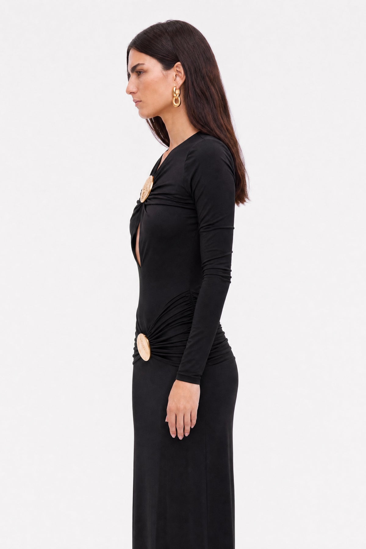 Cut-Out Disc Detail Maxi Dress