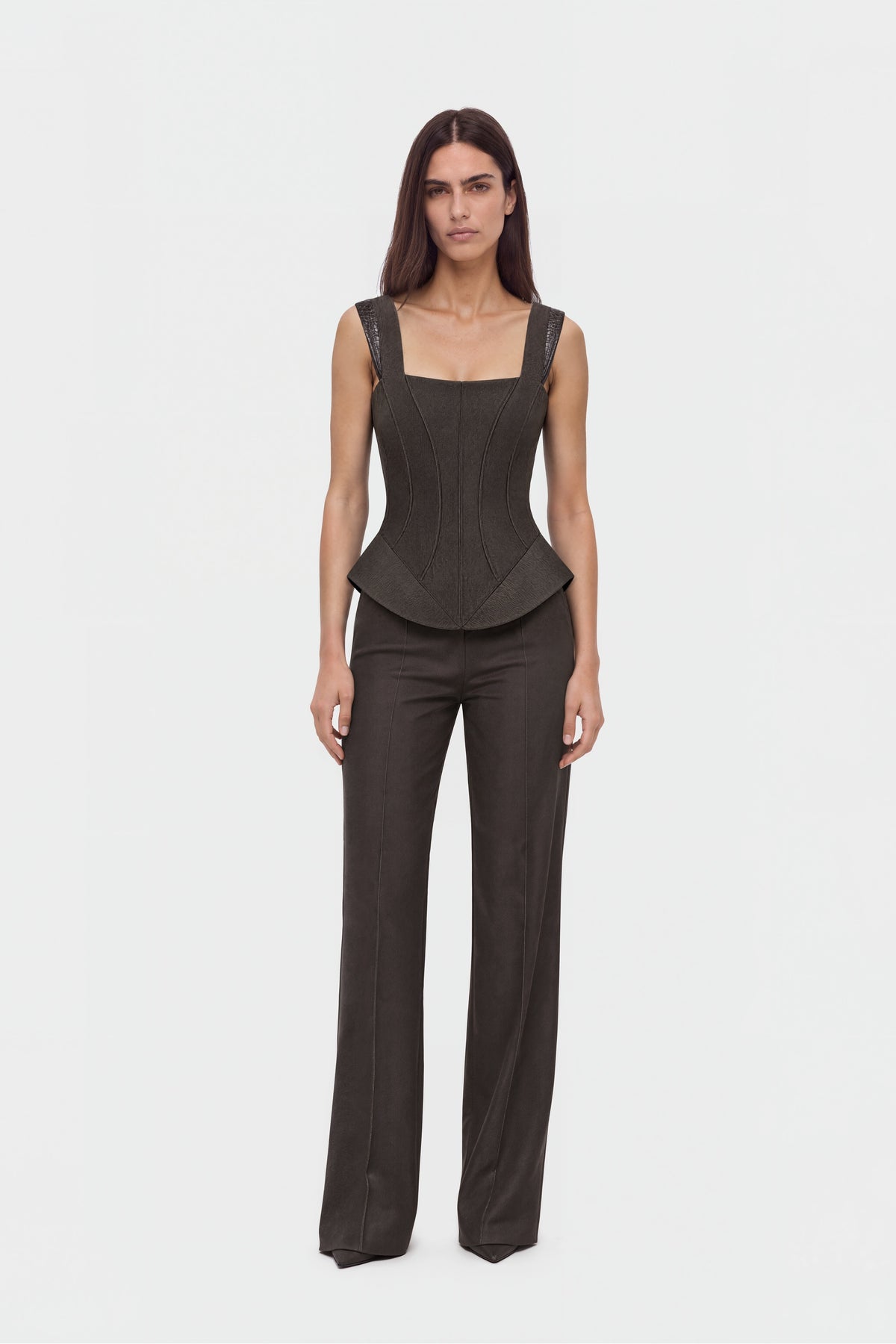 Pressed Crease Straight Leg Trousers