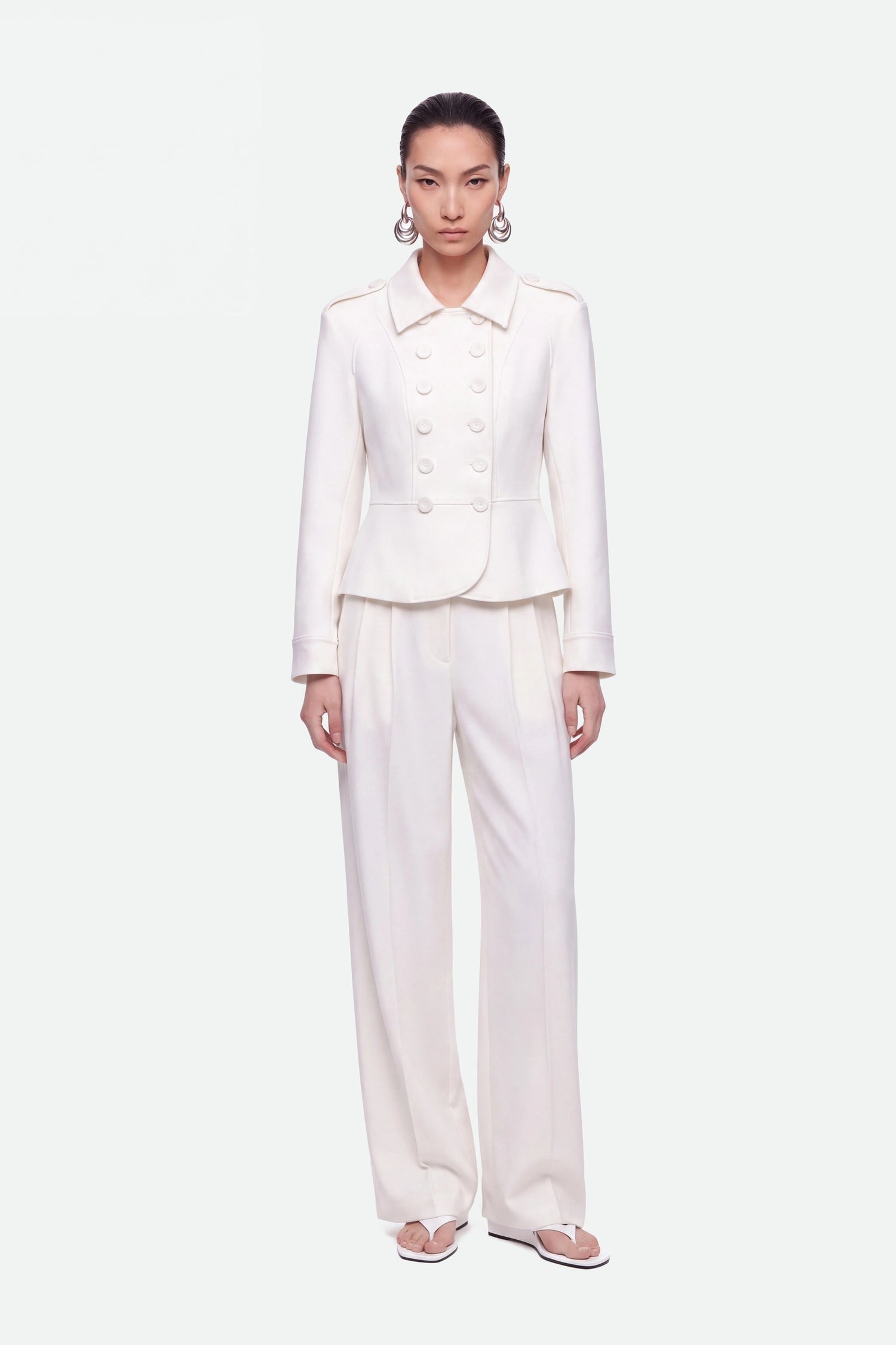 Double Pleat Wide Leg Trousers