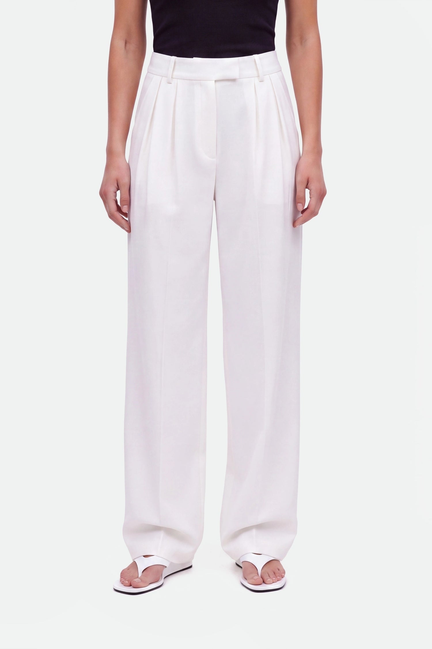 Double Pleat Wide Leg Trousers
