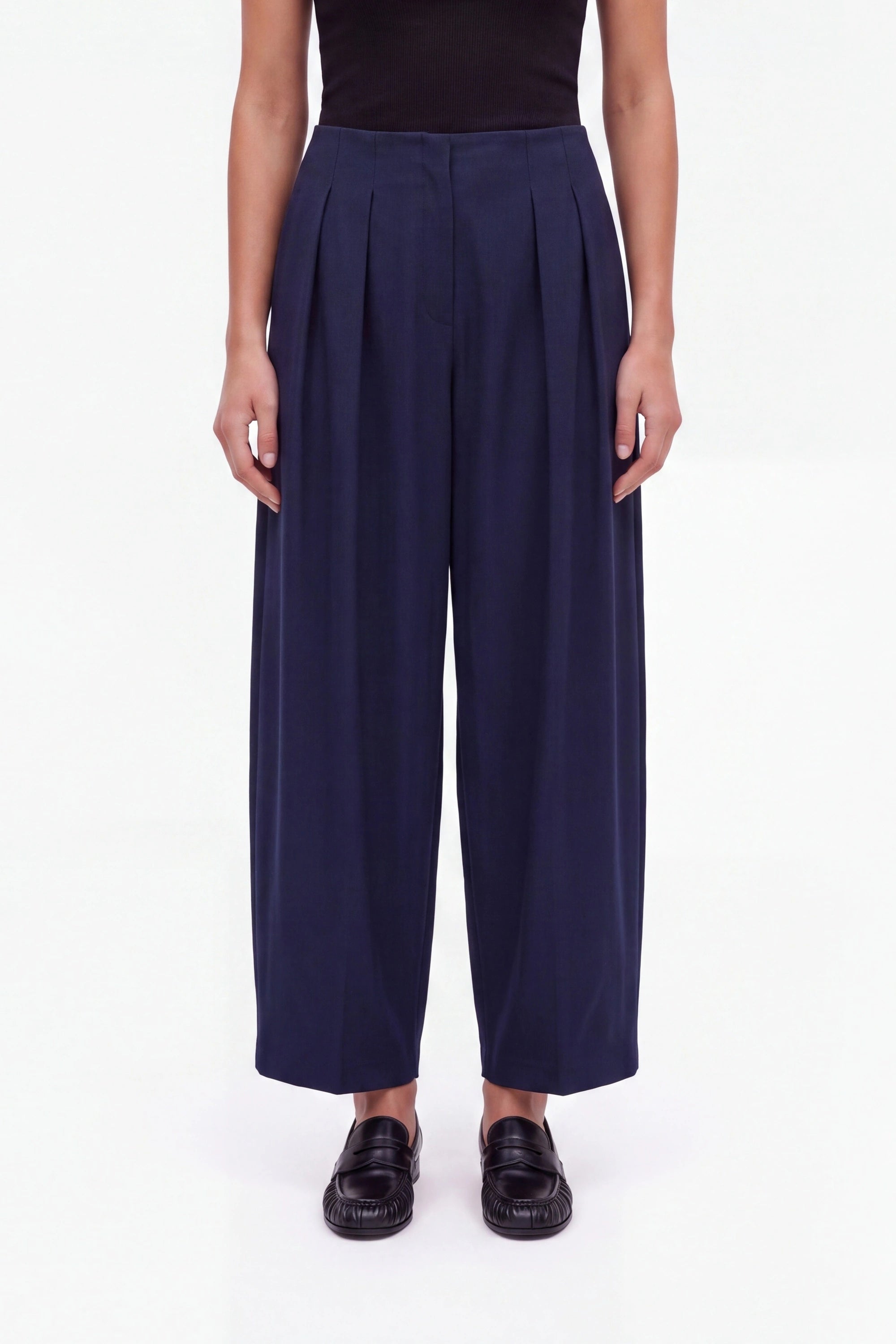 Double Pleat Belted Trousers