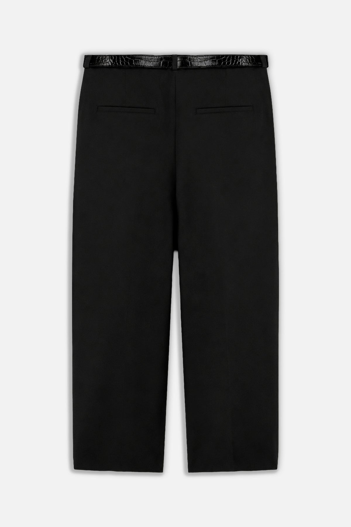 Asymmetric Pleat Belted Trousers