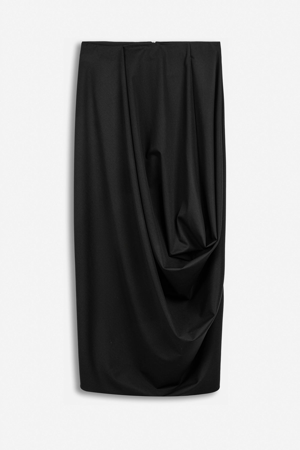 Draped Pleat Detail Midi Skirt