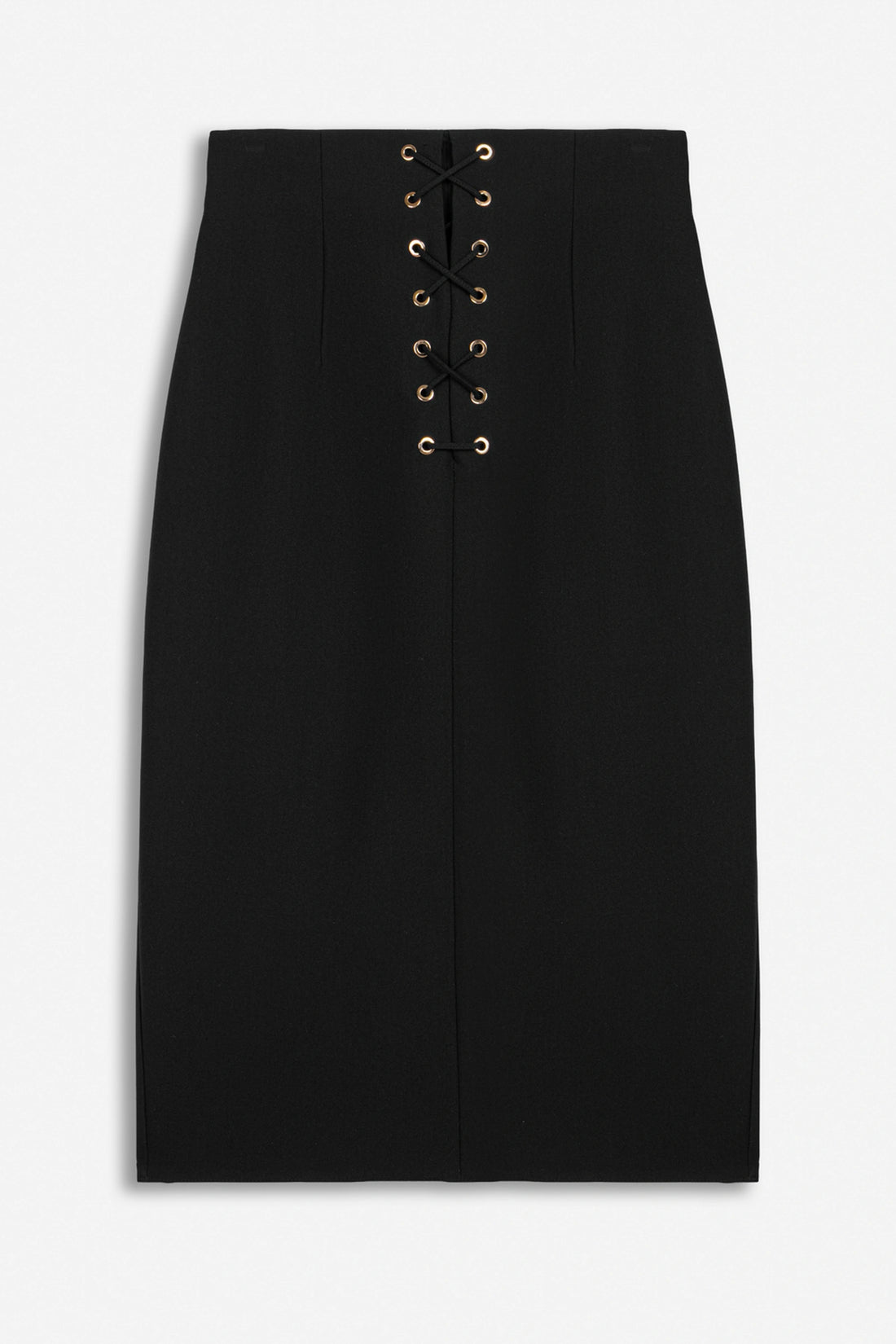 Eyelet Detail High Waist Midi Skirt