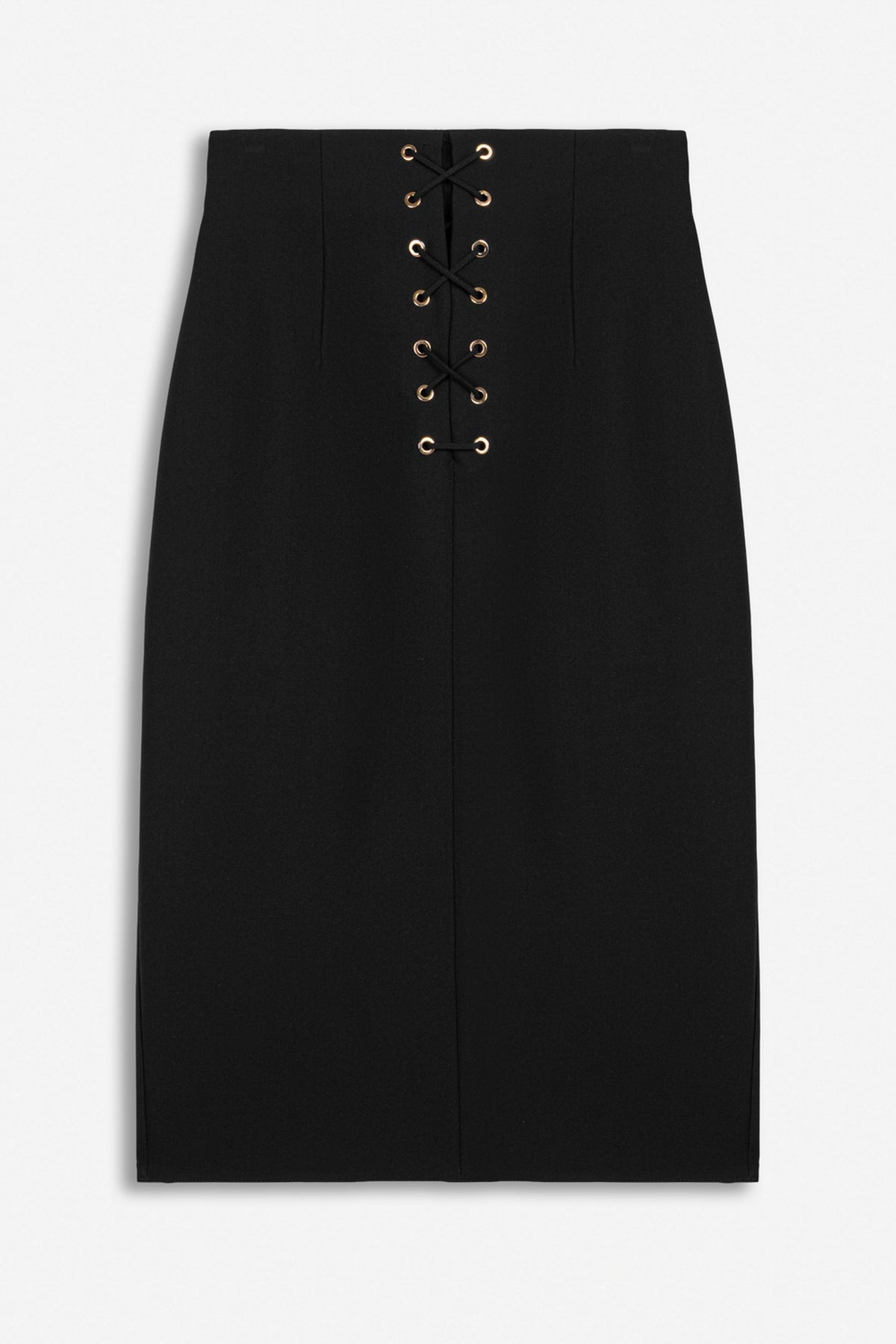 Eyelet Detail High Waist Midi Skirt