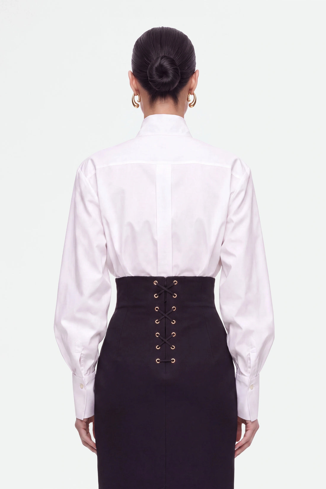 Eyelet Detail High Waist Midi Skirt