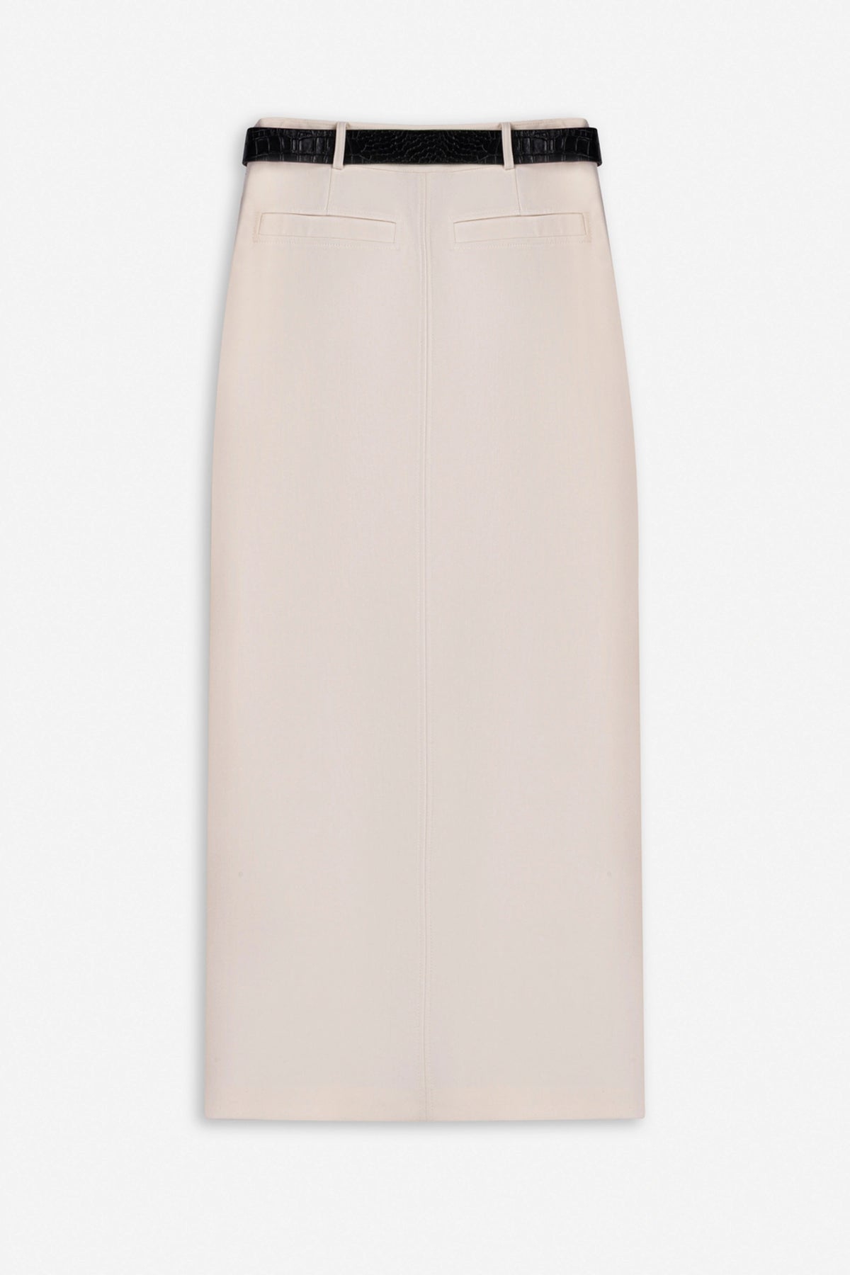 Belted Front Slit Maxi Skirt