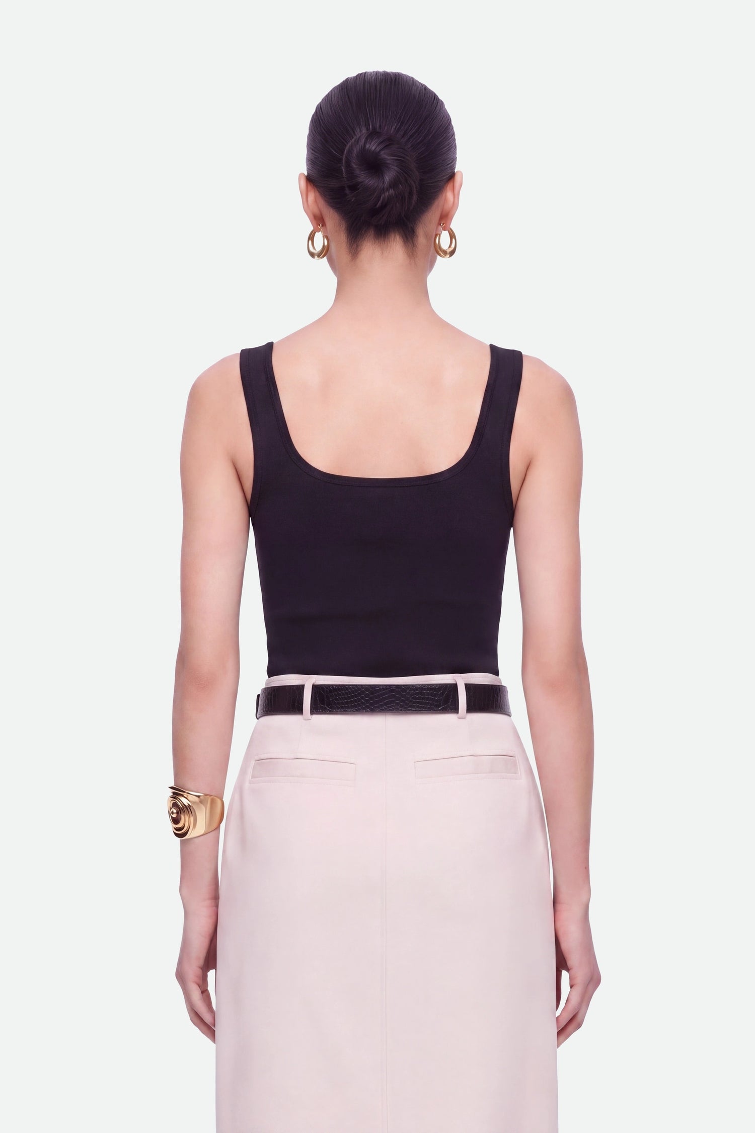 Belted Front Slit Maxi Skirt