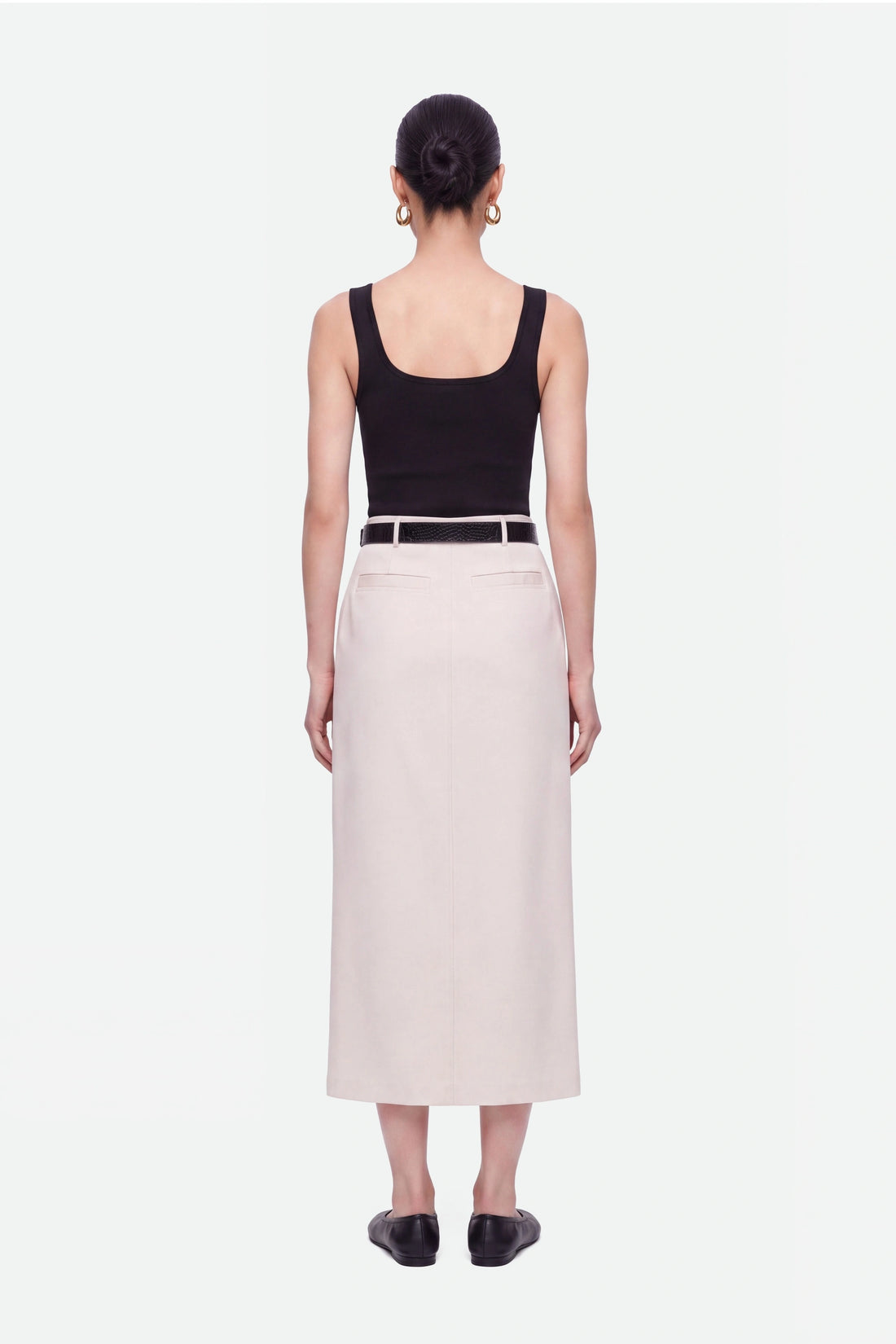 Belted Front Slit Maxi Skirt
