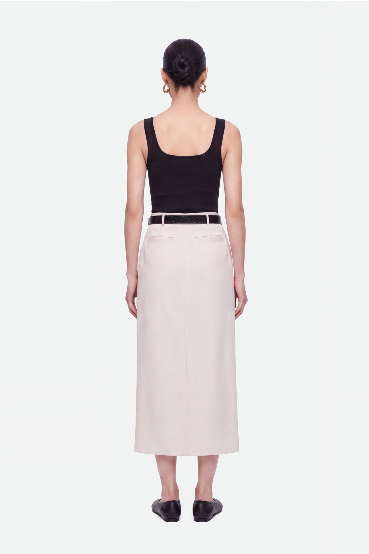 Belted Front Slit Maxi Skirt