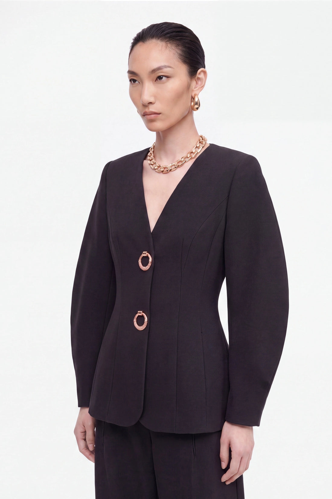 Ring Button Wrap Front Jacket