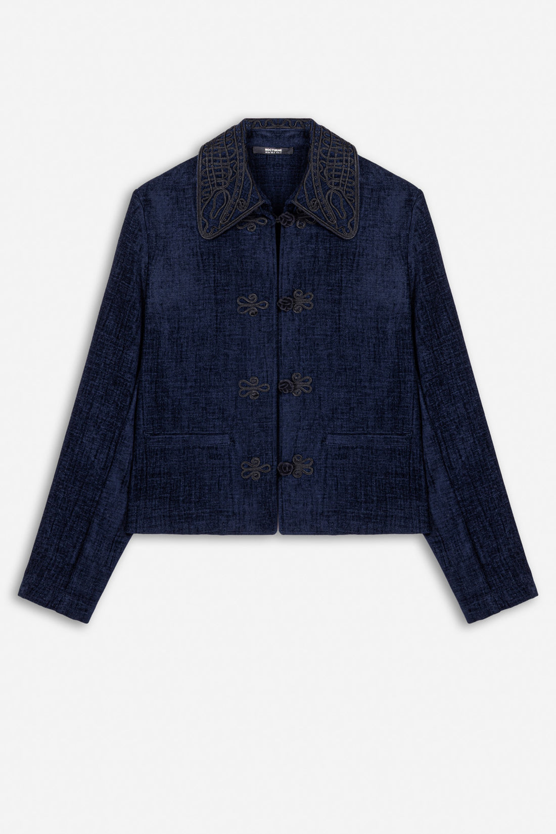 Embroidered Collar Chenille Jacket