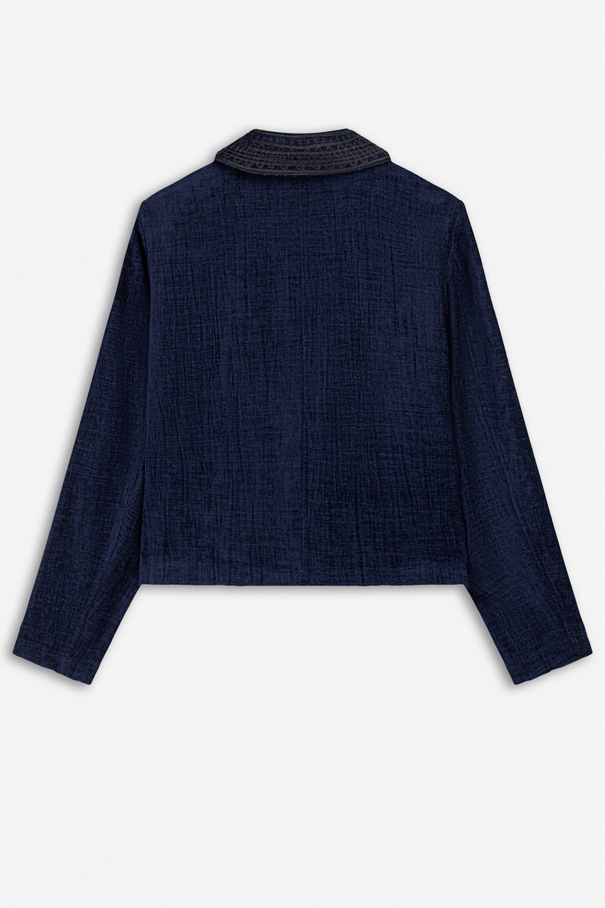 Embroidered Collar Chenille Jacket