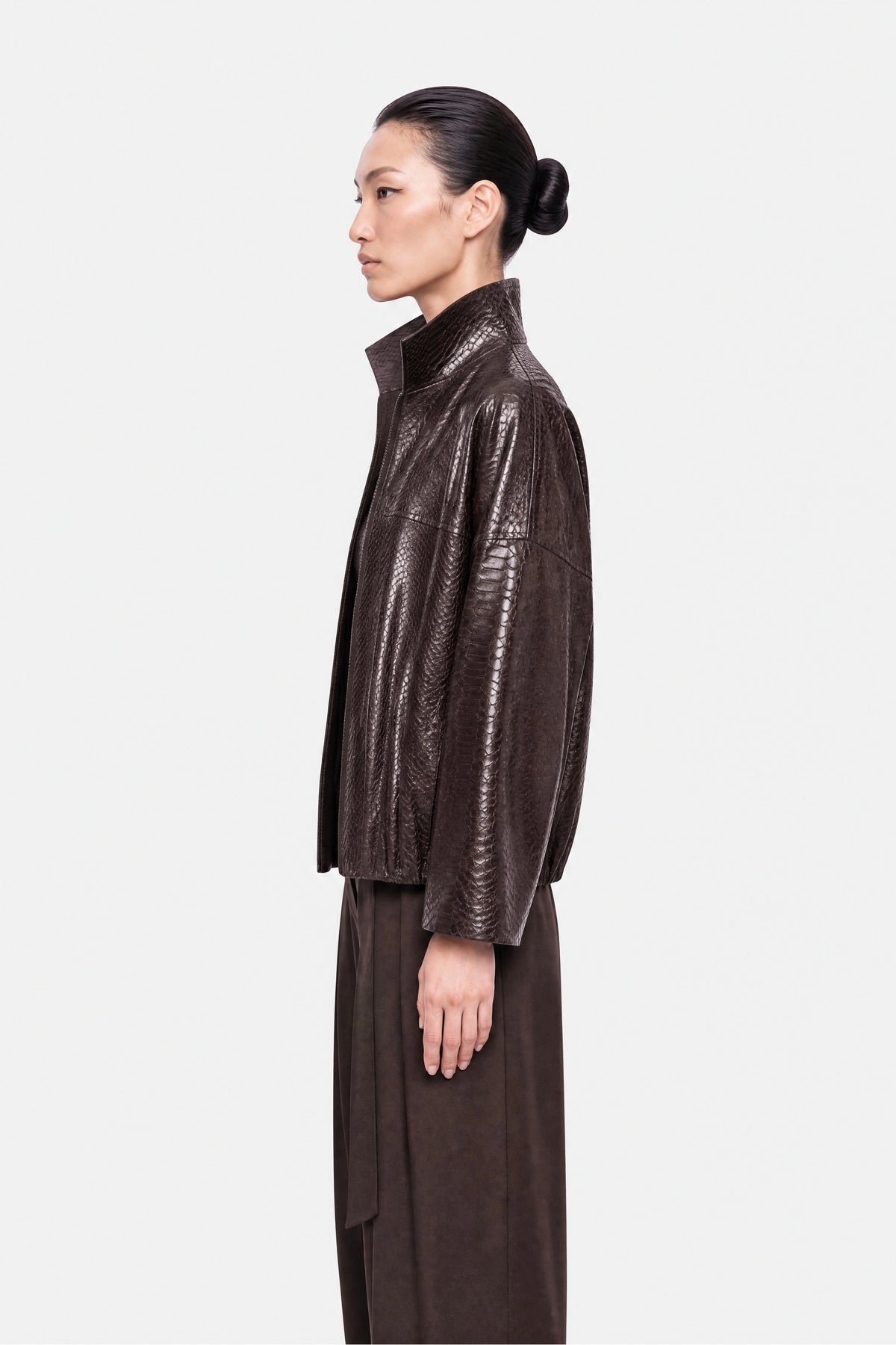 Snake Effect Leather Jacket