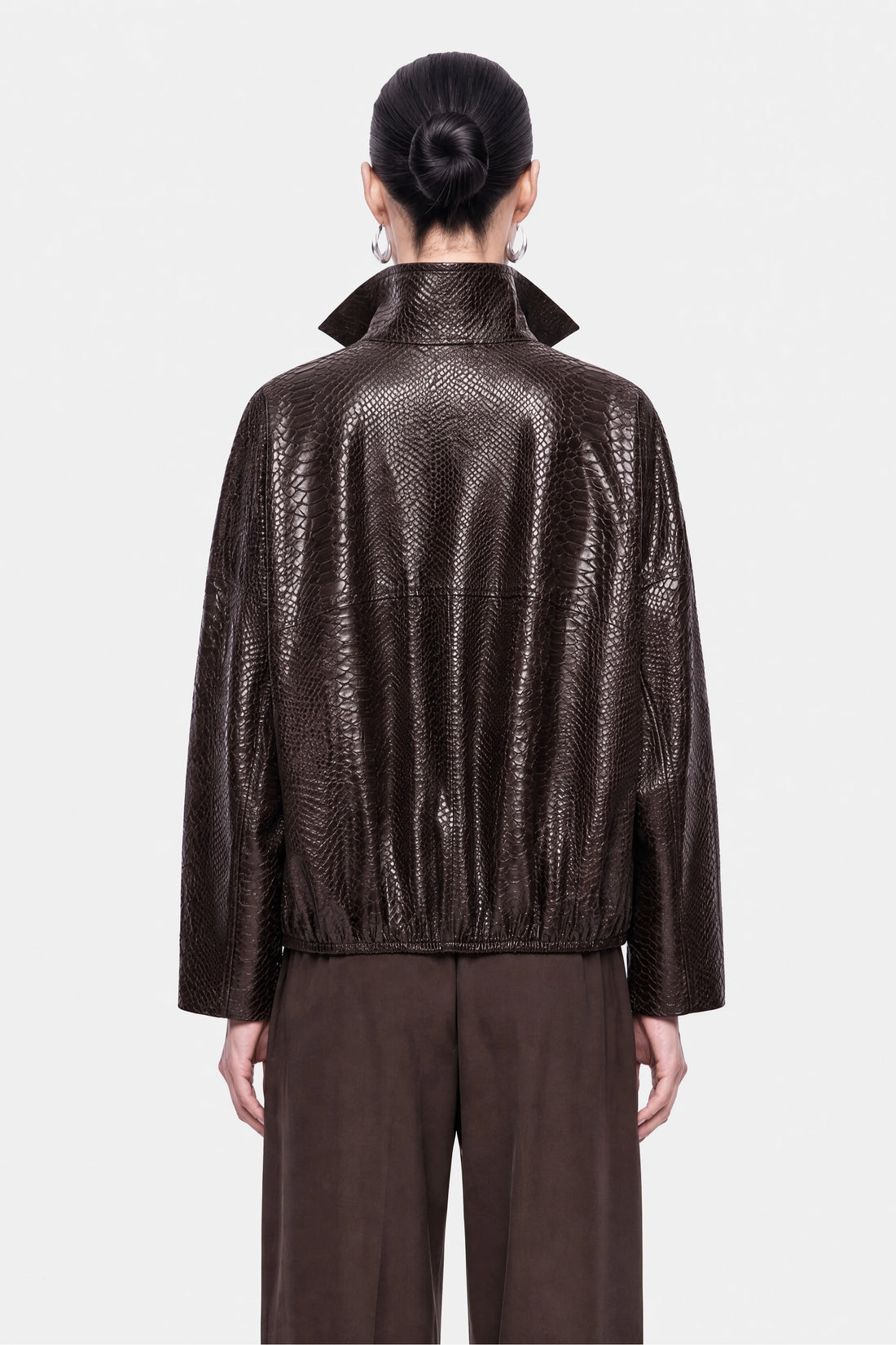 Snake Effect Leather Jacket