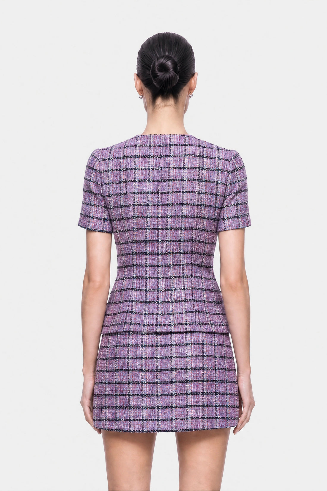 Short Sleeve Tweed Peplum Jacket