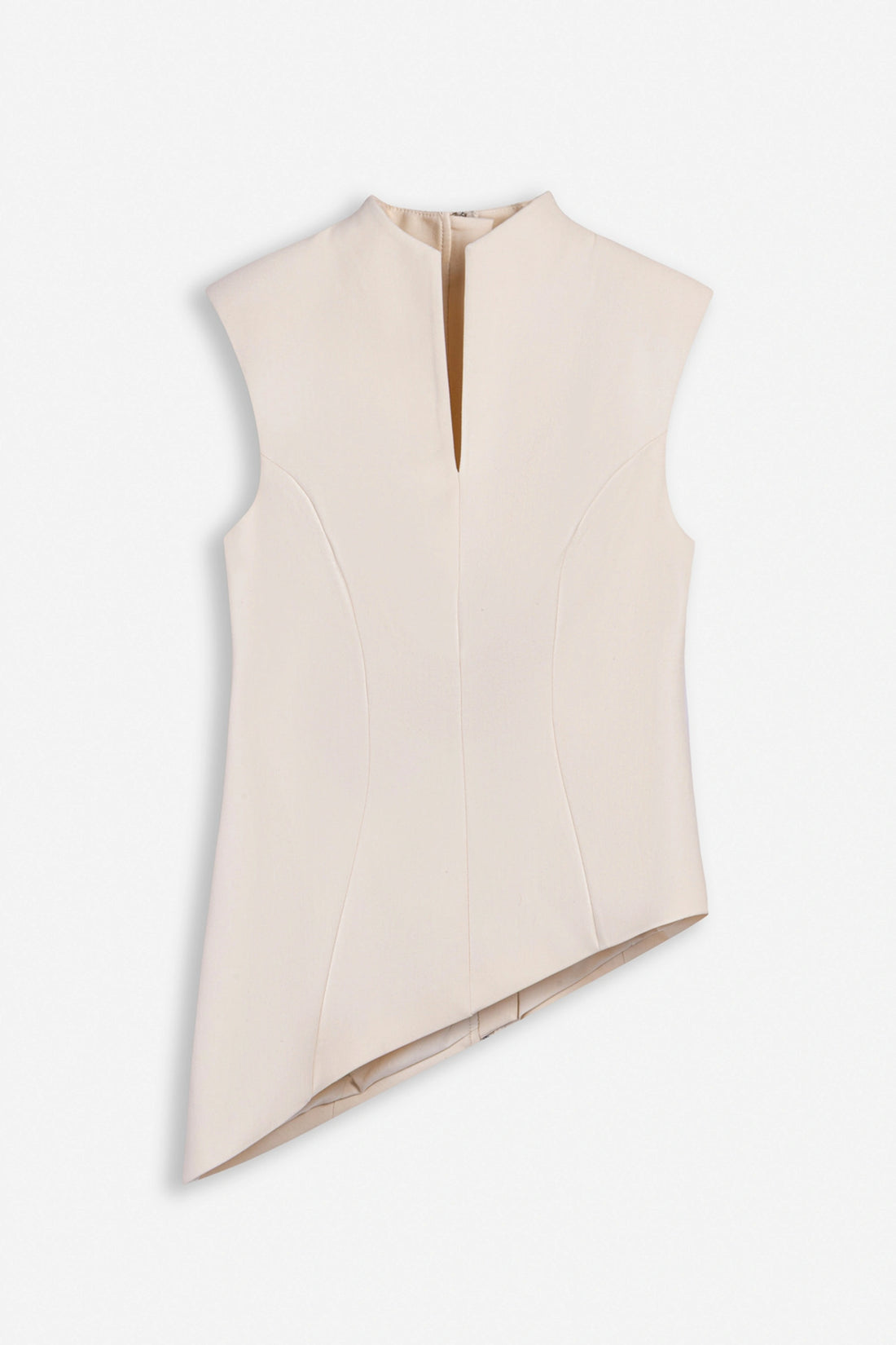 Padded-Shoulder Asymmetric Blouse