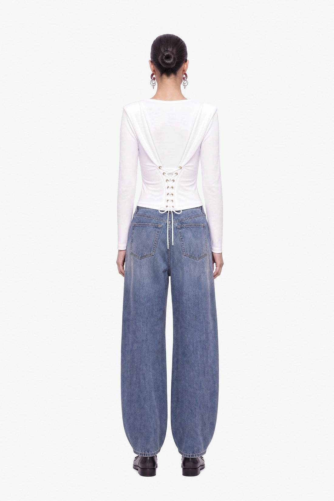Eyelet Lace Up Blouse