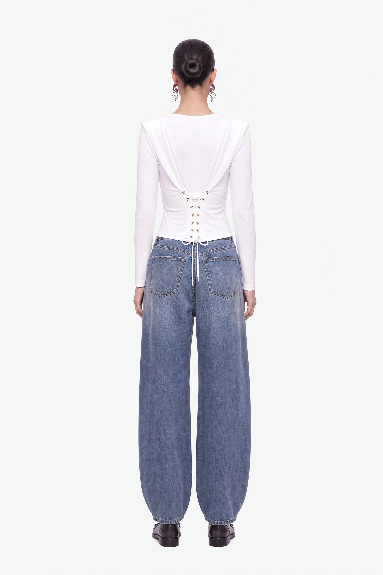 Eyelet Lace Up Blouse