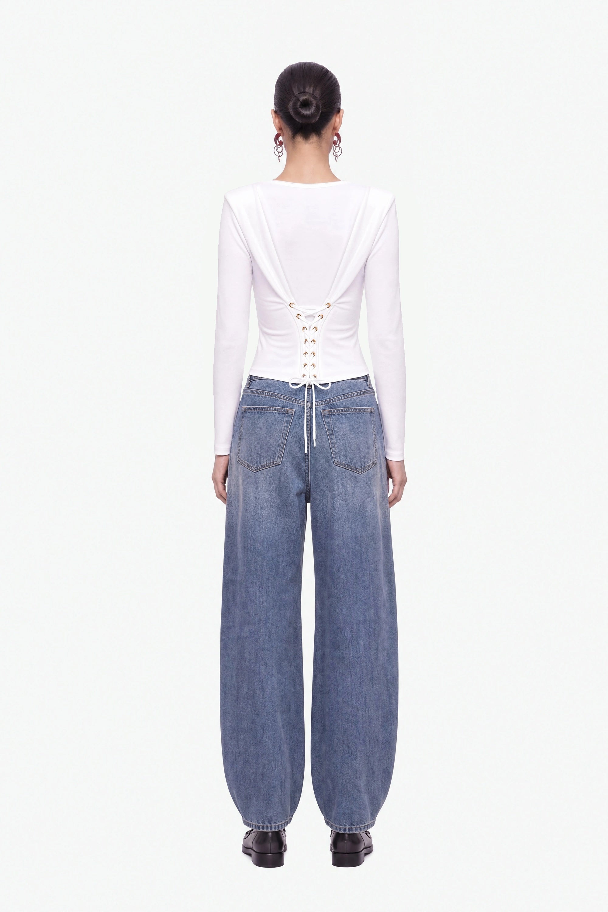 Eyelet Lace Up Blouse