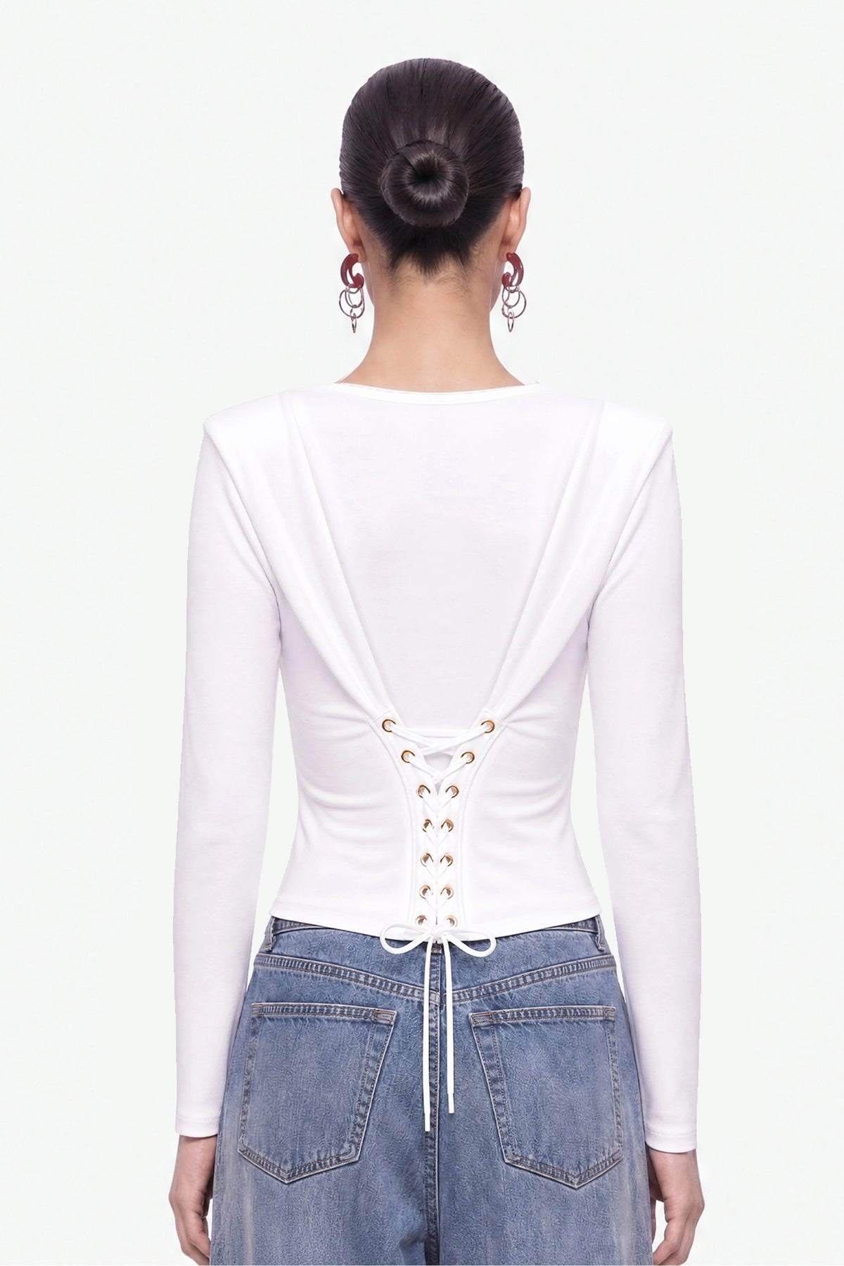 Eyelet Lace Up Blouse