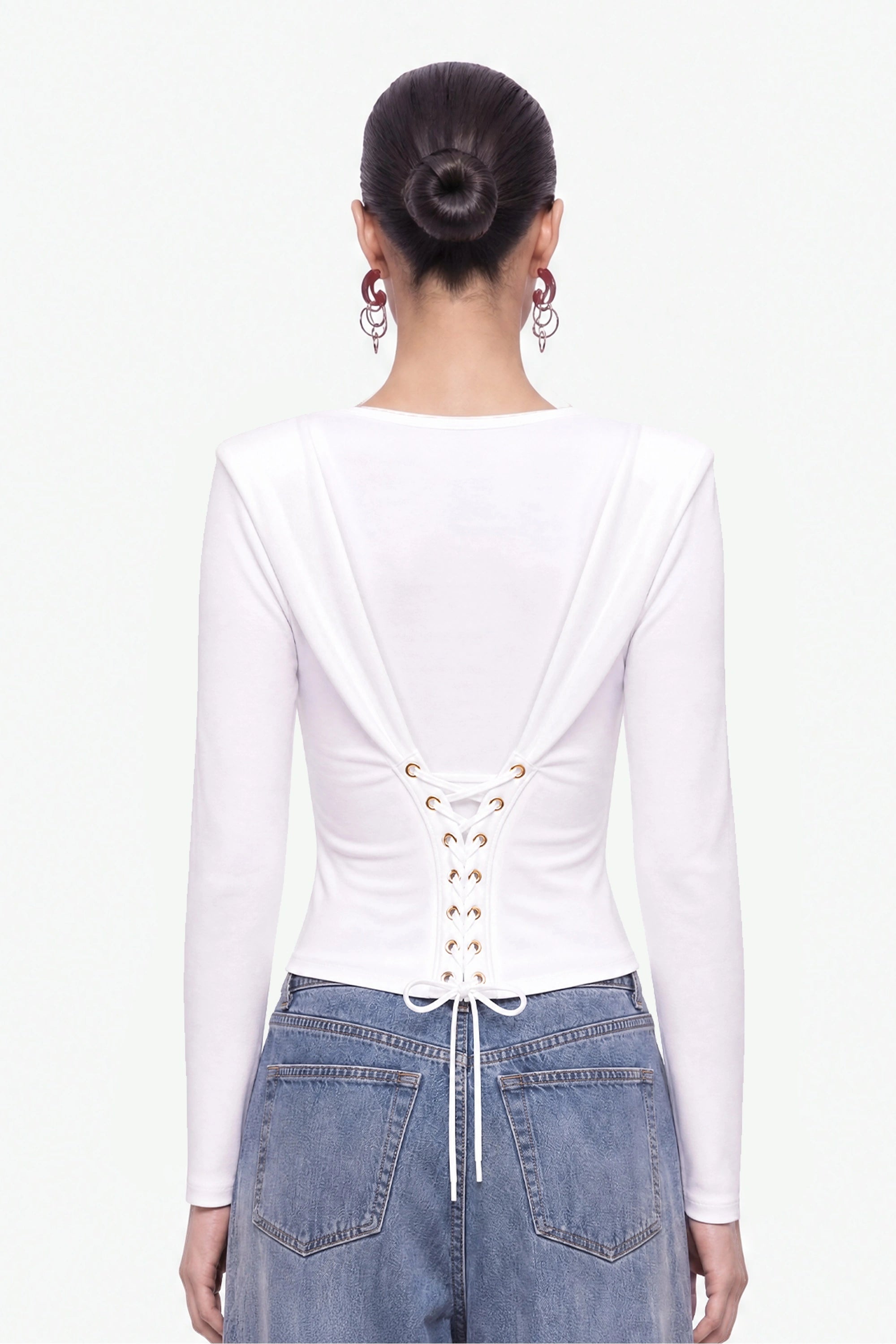Eyelet Lace Up Blouse