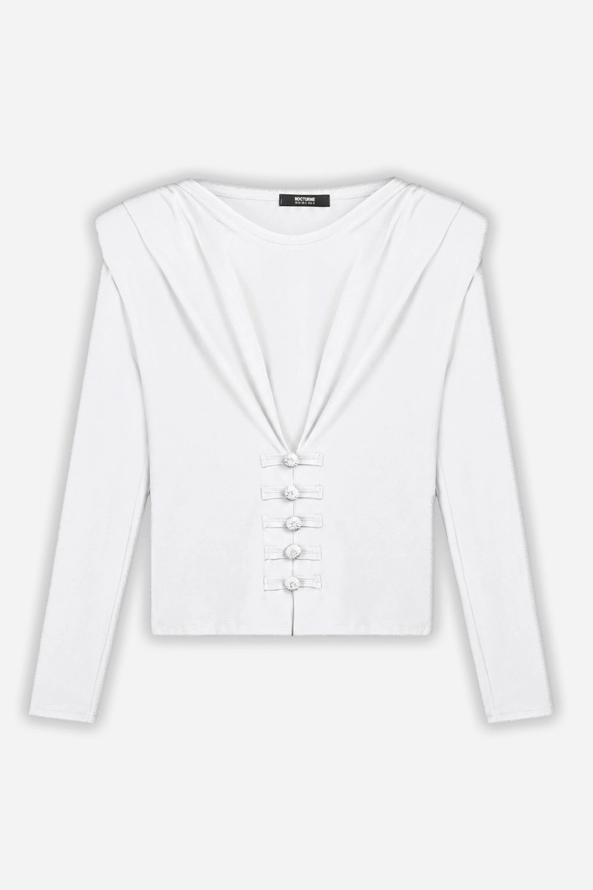 Bow Button Draped Blouse