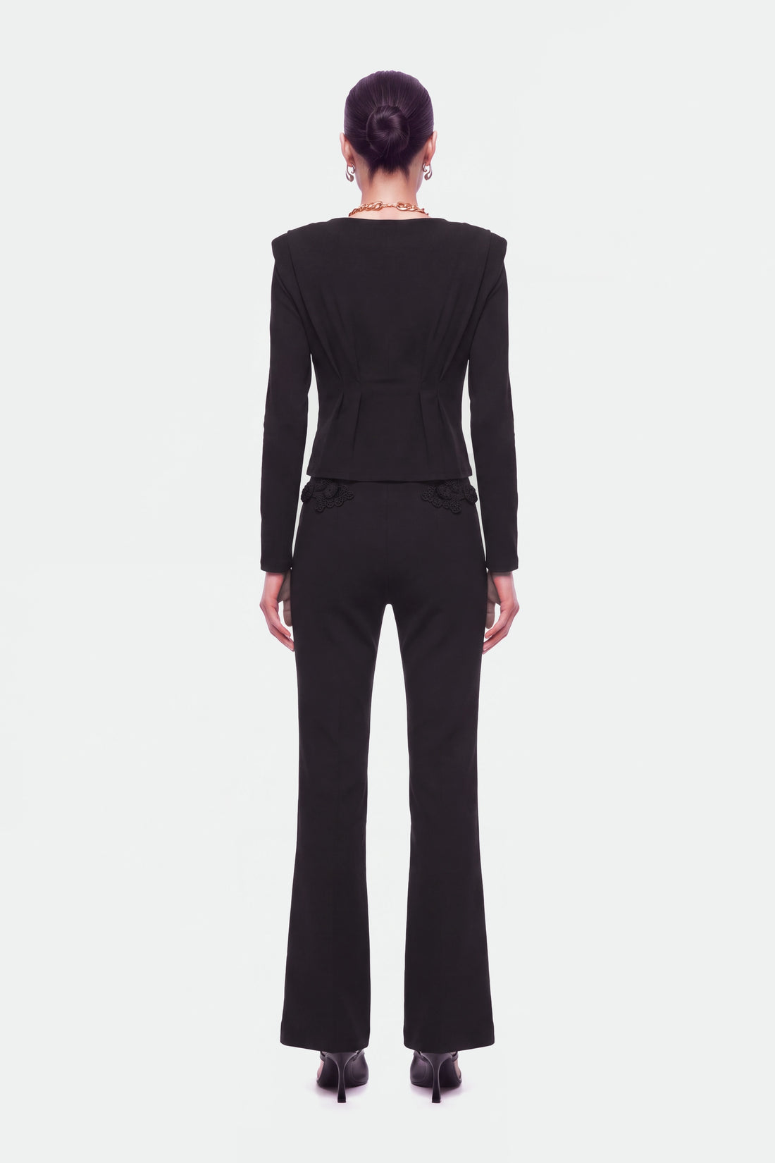 Bow Button Draped Blouse