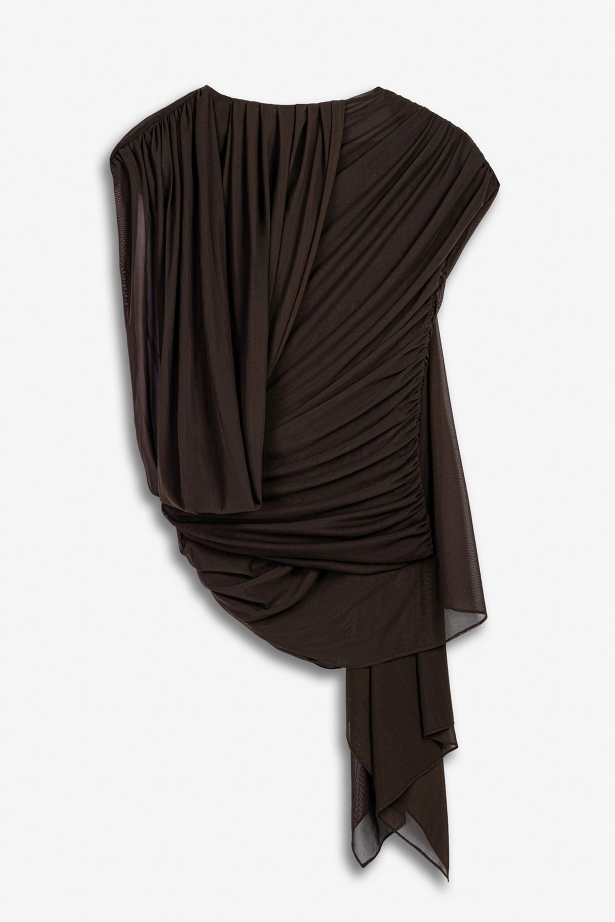 Draped Asymmetric Mesh Blouse