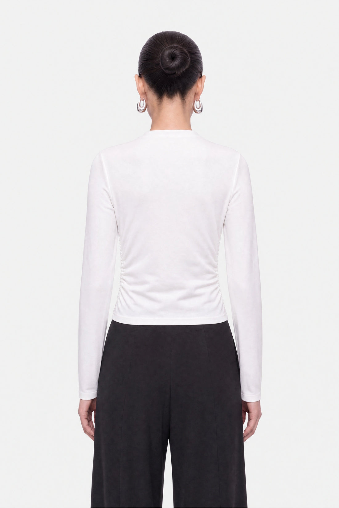 Ruched Metal Zip Blouse