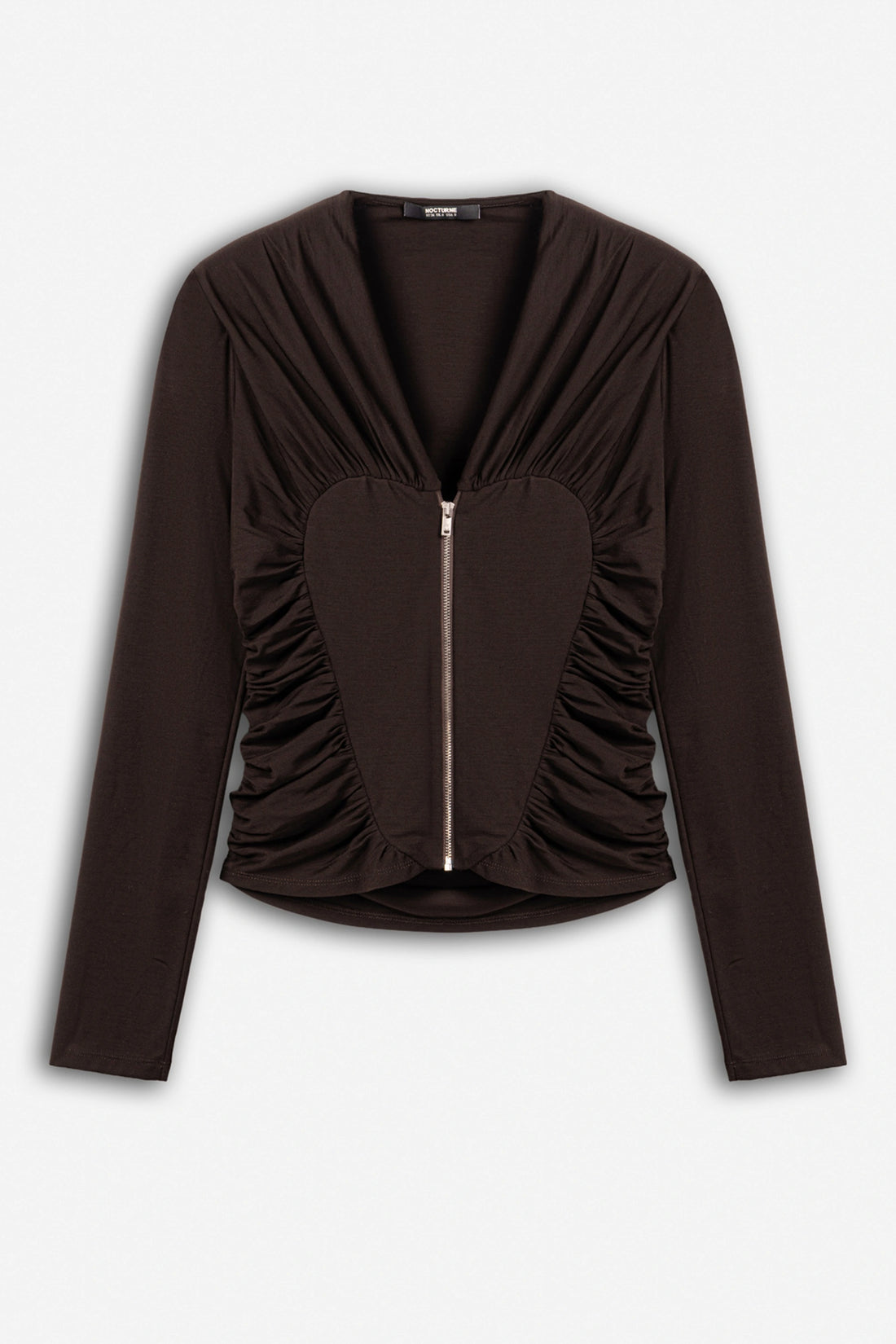 Ruffle Trim Zip Front Blouse