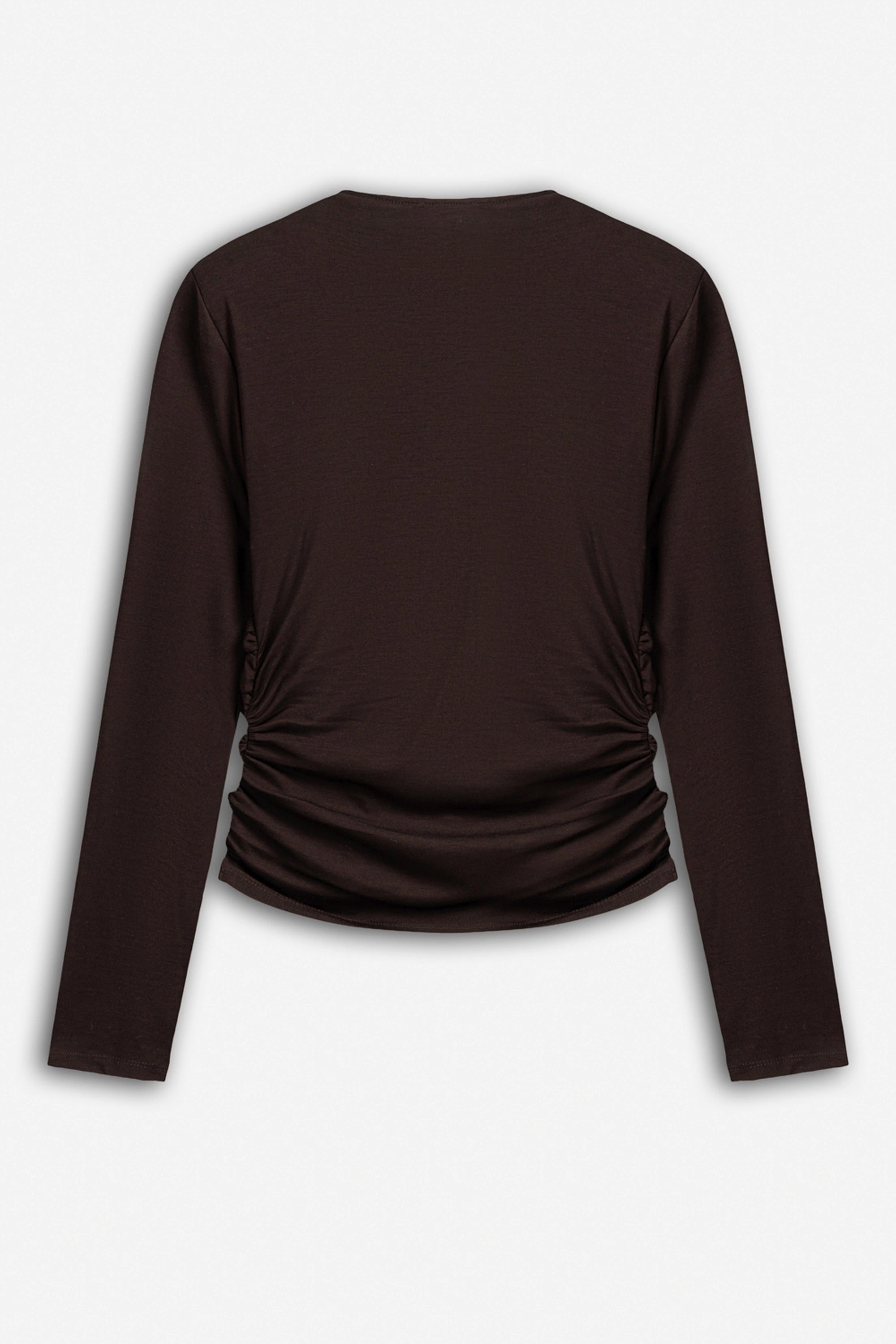 Ruffle Trim Zip Front Blouse